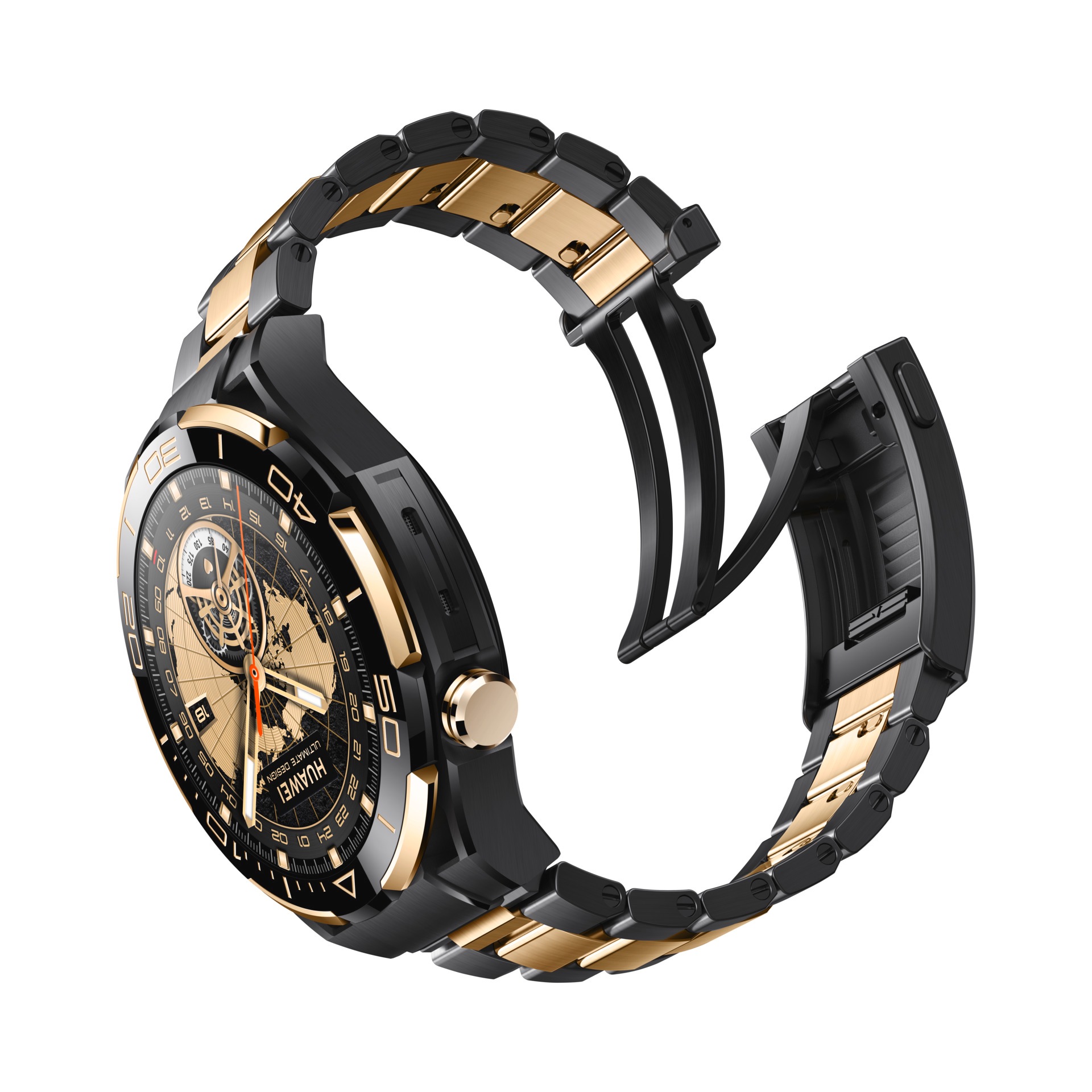 Huawei Smartwatch »WATCH ULTIMATE GOLD«, (3,81 cm / 1,5 Zoll), goldgefasste Keramiklünette, goldenes Armband aus Titanlegierung)