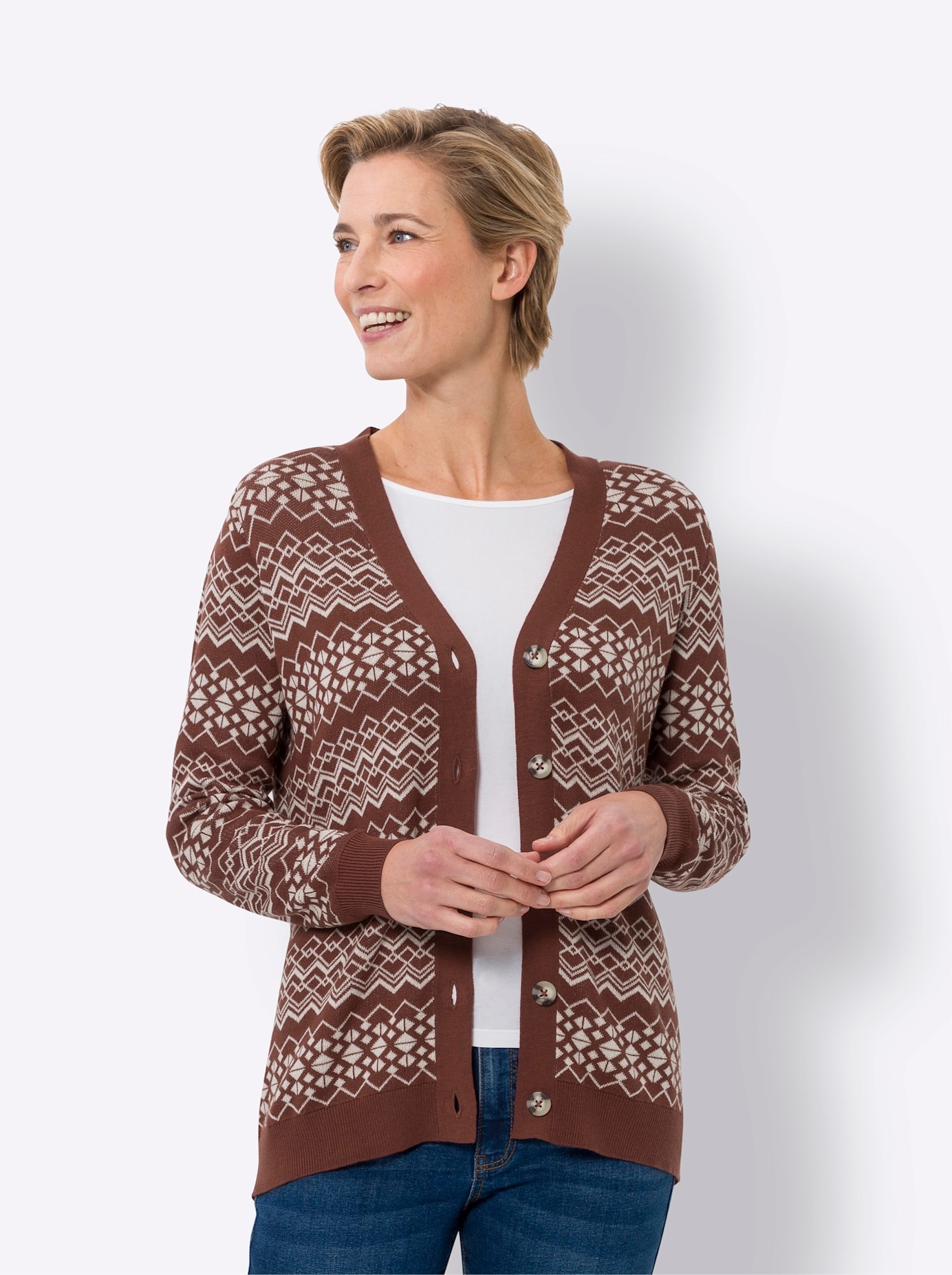 Classic Basics Jacquardstrickjacke