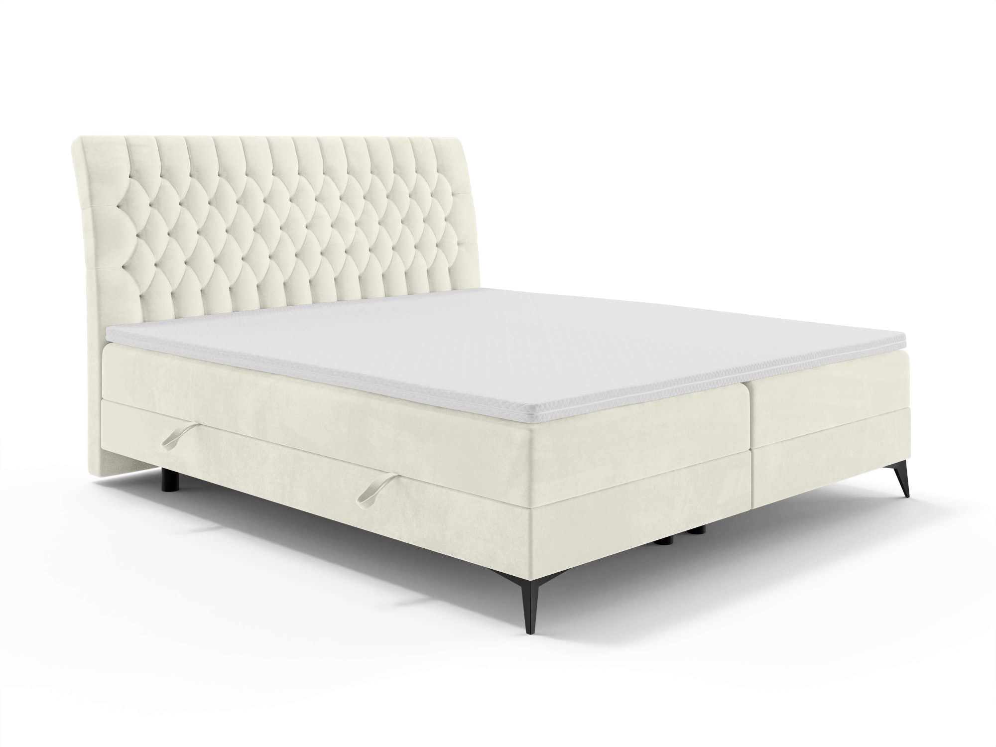 Leonique Polsterbett »SYDNEE mit Matratze und Topper, in 2 Breiten (160 und 180 cm)«, Boxspringbett mit Kopfteil, Bettkasten, Matratze (BFK/TFK) und Topper