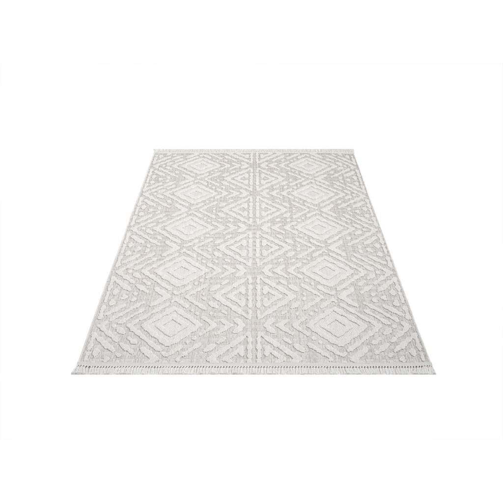 Carpet City Teppich »CLASICO 8926«, rechteckig, 11 mm Höhe, Läufer, Kurzflor, Hochtief-Muster, Boho, Fransen, Wohnzimmer