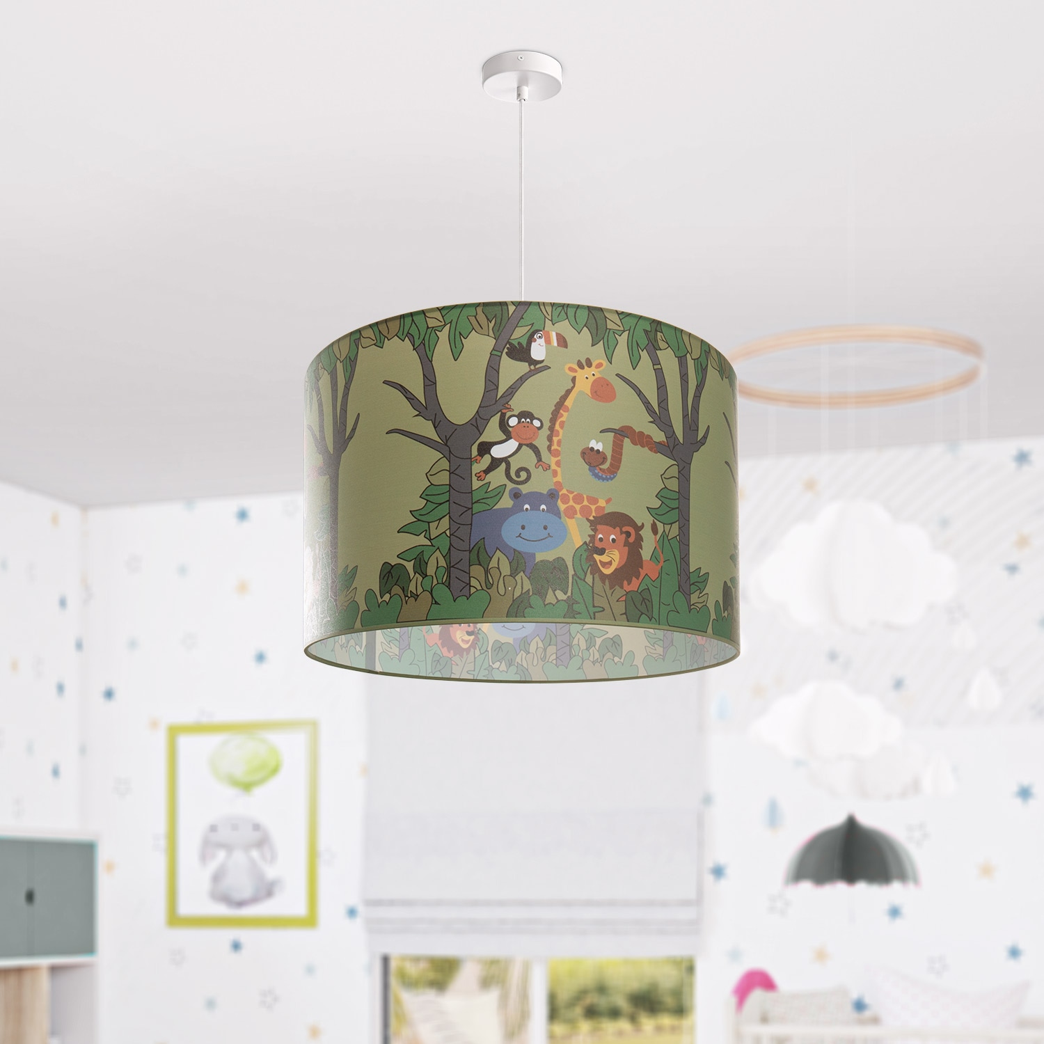 Paco Home 3 Kinderlampe Tier-Motiv E27 kaufen Deckenlampe Dschungel | »Diamond Garantie online Kinderzimmer flammig-flammig, XXL 638«, LED Pendelleuchte mit Jahren 1