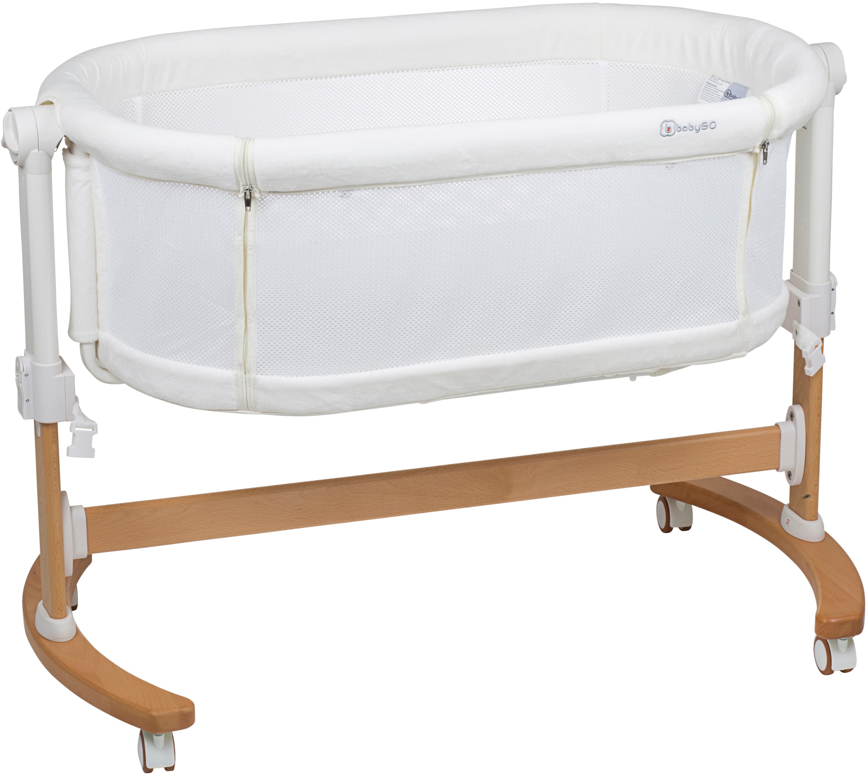 BabyGo Beistellbett »Amila, beige white«, mit Schaukelfunktion