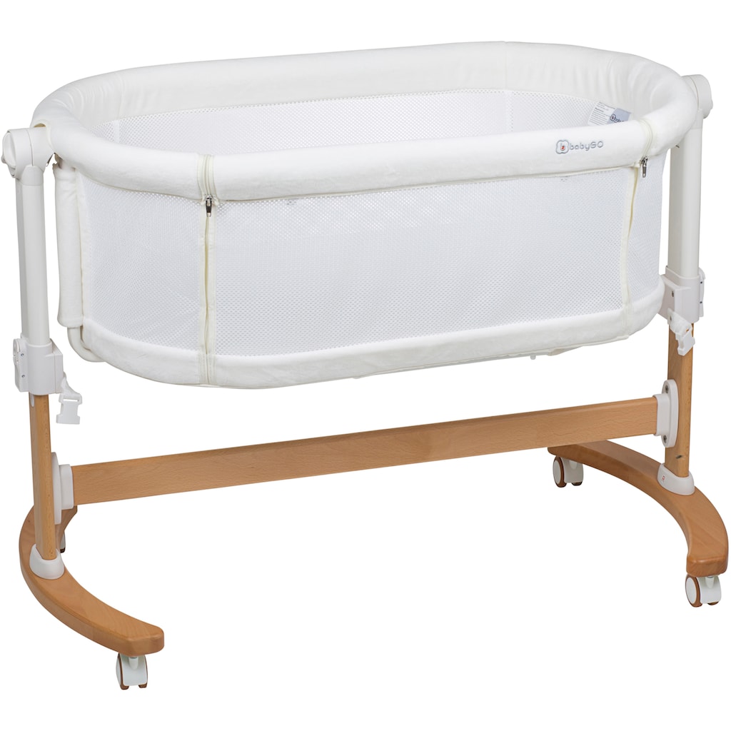 BabyGo Beistellbett »Amila, beige white«, mit Schaukelfunktion