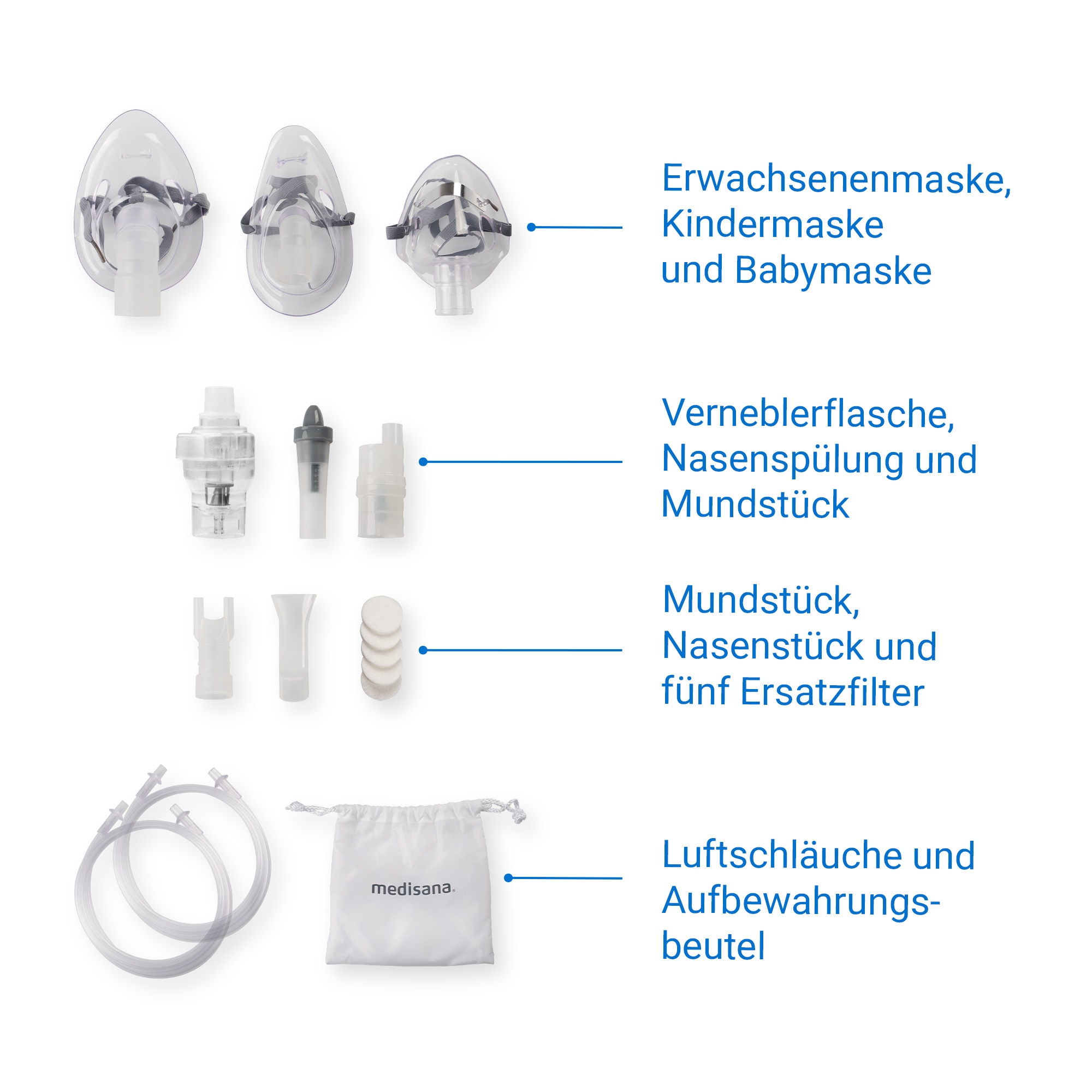 Medisana Inhalationsgerät »IN 520« Kompressor-Drucklufttechnologie, für Behandlung der Atemwege + Zubehör