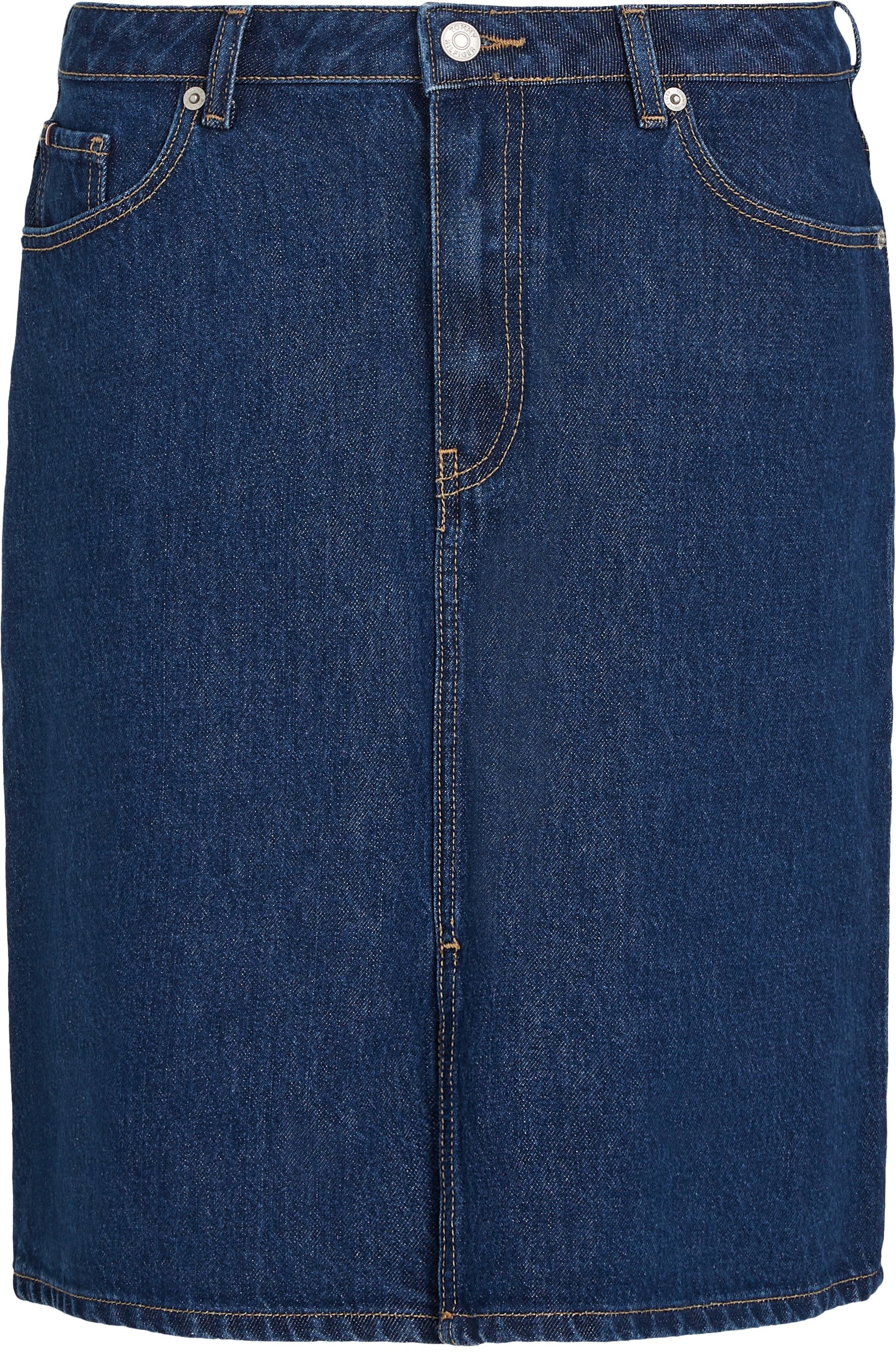 Tommy Hilfiger Jeansrock »DNM KNEE STRAIGHT SKIRT RW ACE«, mit Schlitz vorne, mit Nieten