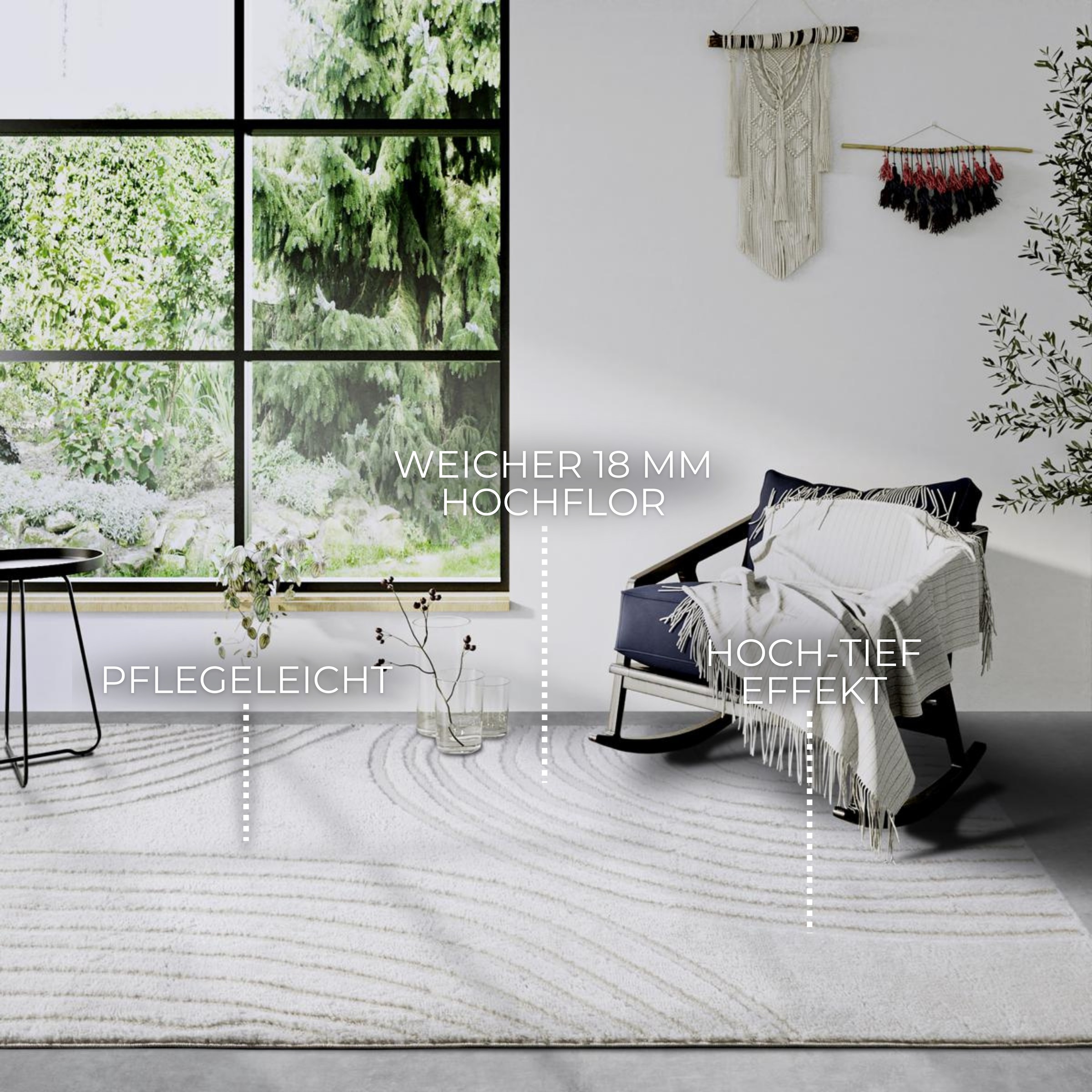 ELLE DECORATION Designteppich »Pigment«, rechteckig, 18 mm Höhe, Hochflor, Shaggy, Läufer, weich, Langflor, modern, Hoch Tief Effekt