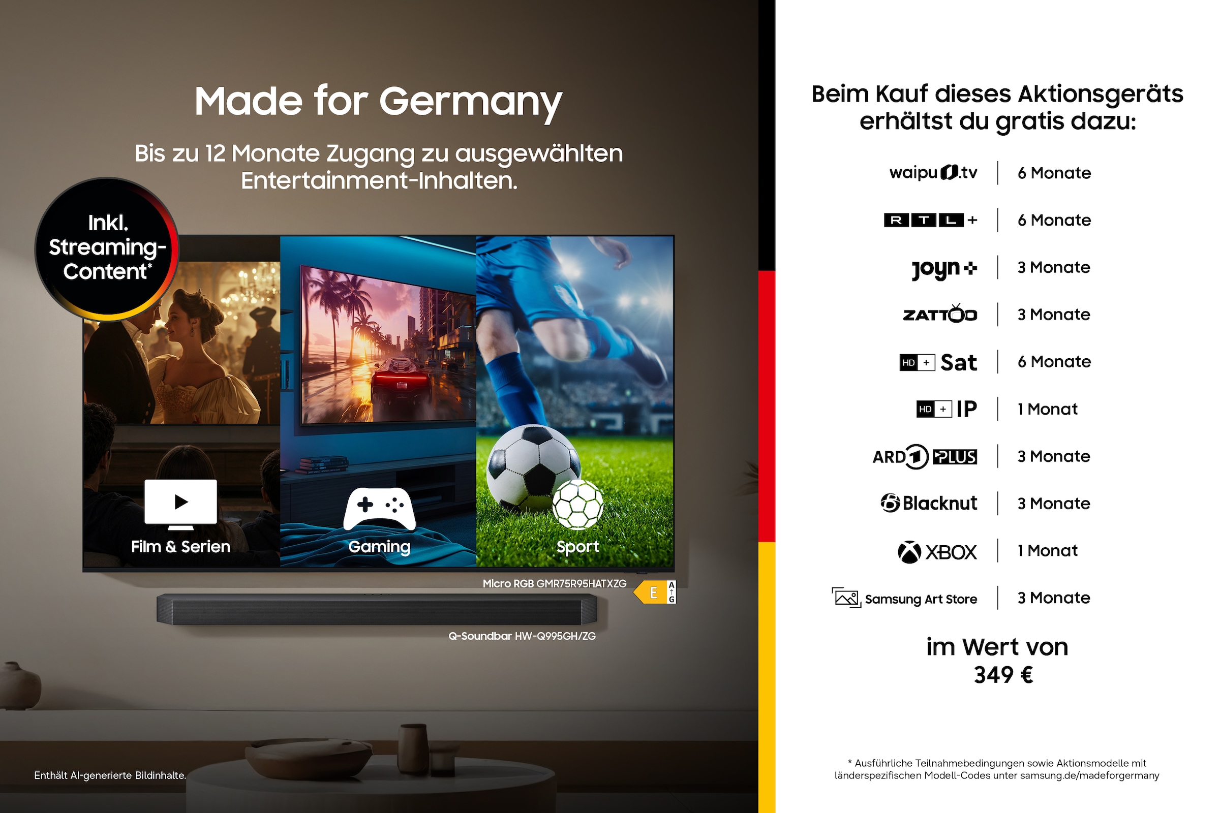 Samsung Mini-LED-Fernseher »GU85M80HAU« 214 cm/85 ″ Smart-TV Mini-LED HDR, Motion Xcelerator 144 Hz, AI Fußballmodus, Dynamik Sound