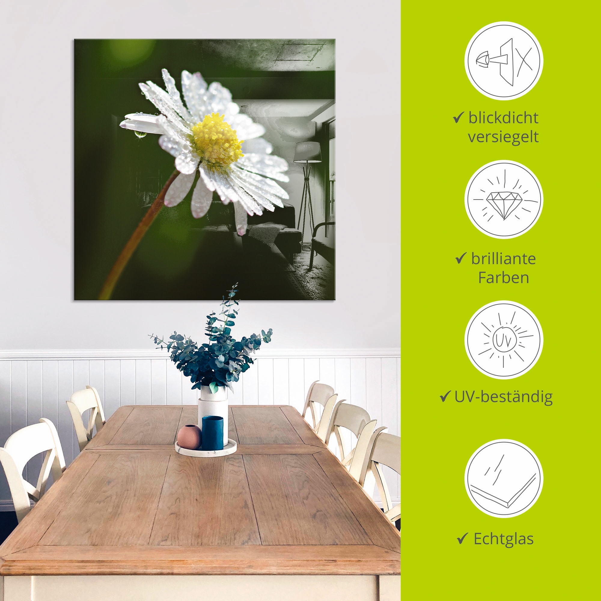 Artland Glasbild »Gänseblümchen« Blumen 1 Stk. tlg. in verschiedenen Größen