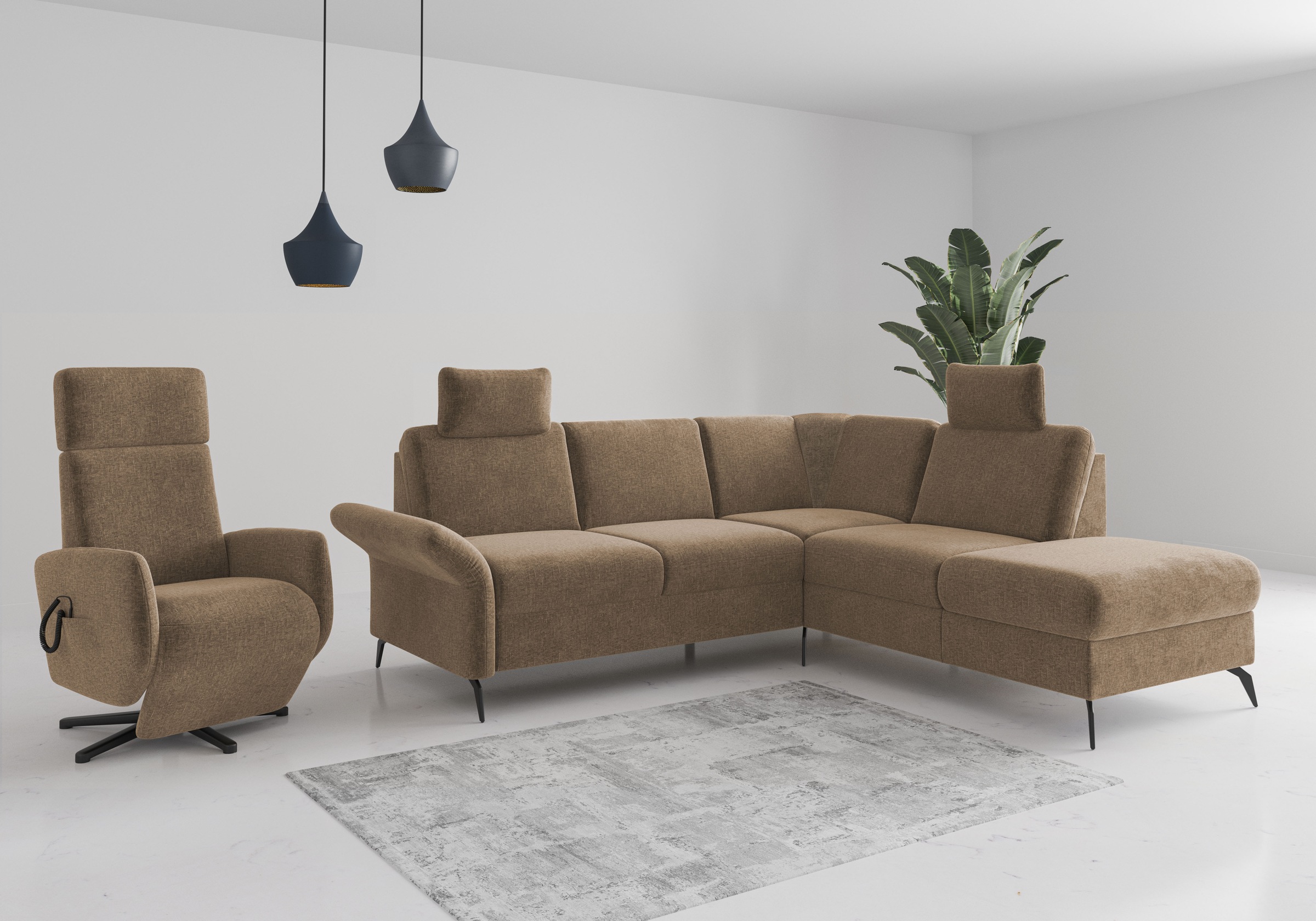 Home affaire Ecksofa »Rochelle«, wahlweise mit Bettfunktion, Bettkasten und Armteilverstellung