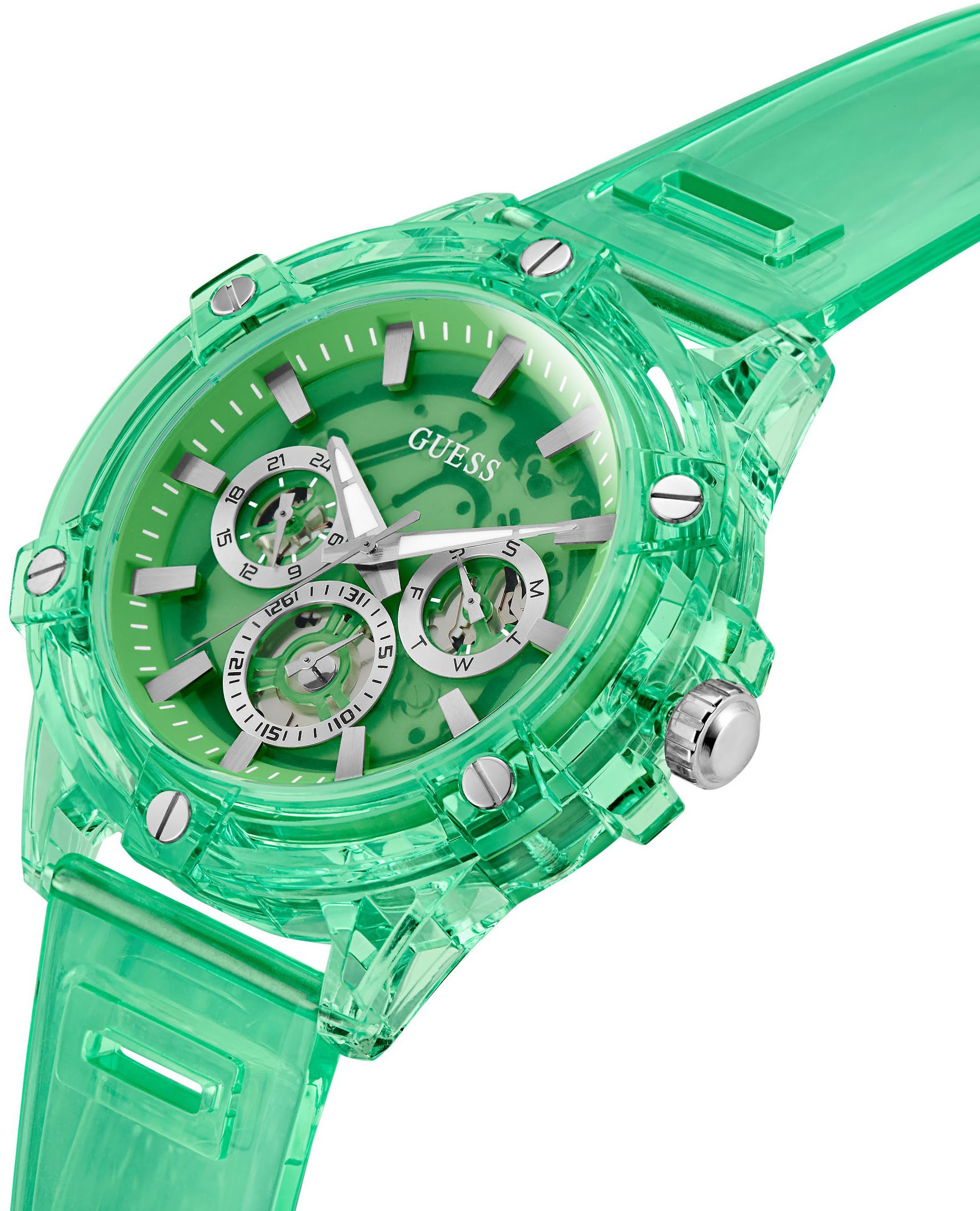 Guess Multifunktionsuhr »KING« Quarzuhr, Armbanduhr, Herrenuhr, Datum, Wochentag, Polyurethanarmband