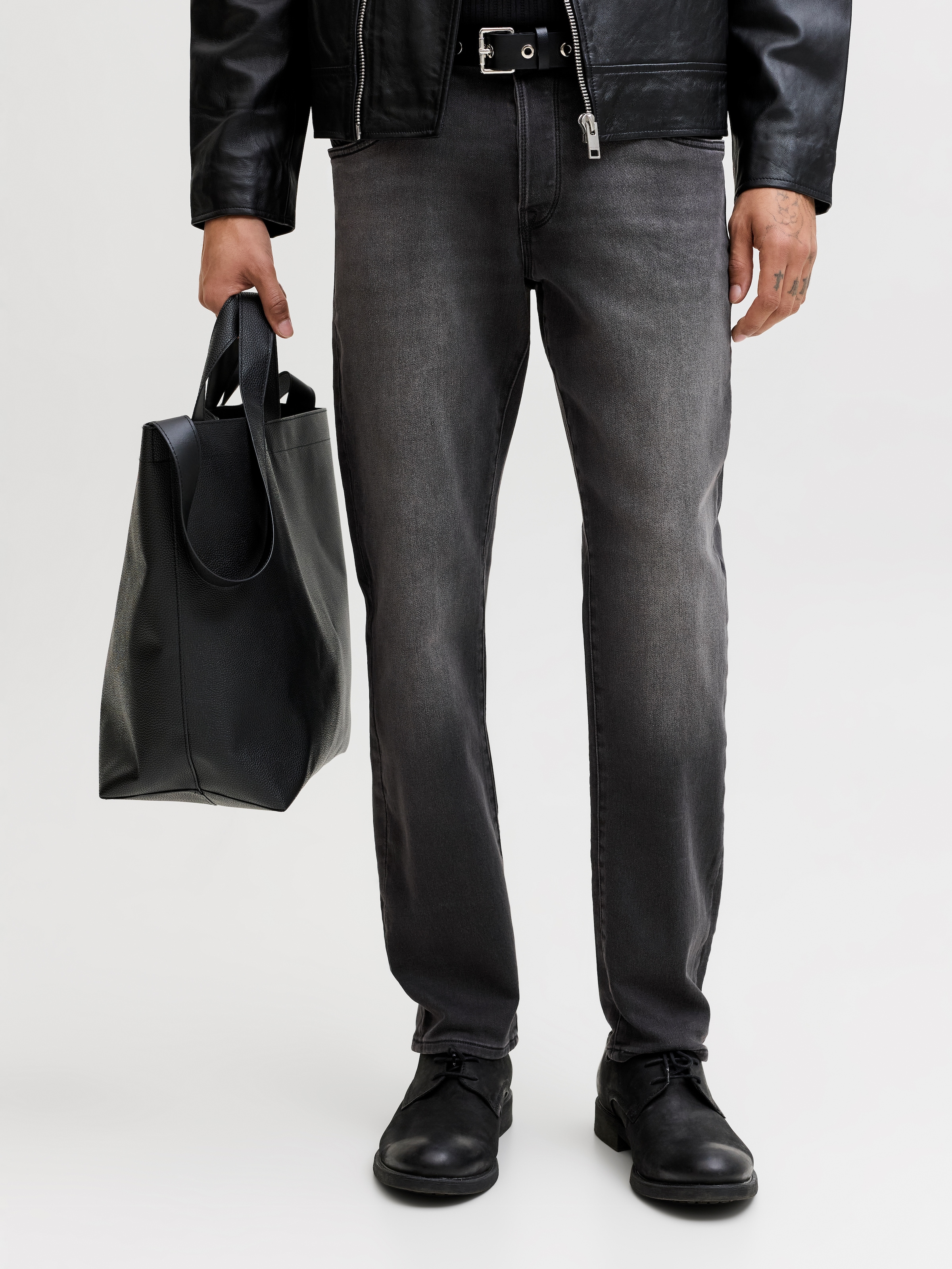 Jack & Jones Tapered-fit-Jeans »JJIMIKE mit Stretch, Used-Look und bequemer Passform« mit Abriebeffekten