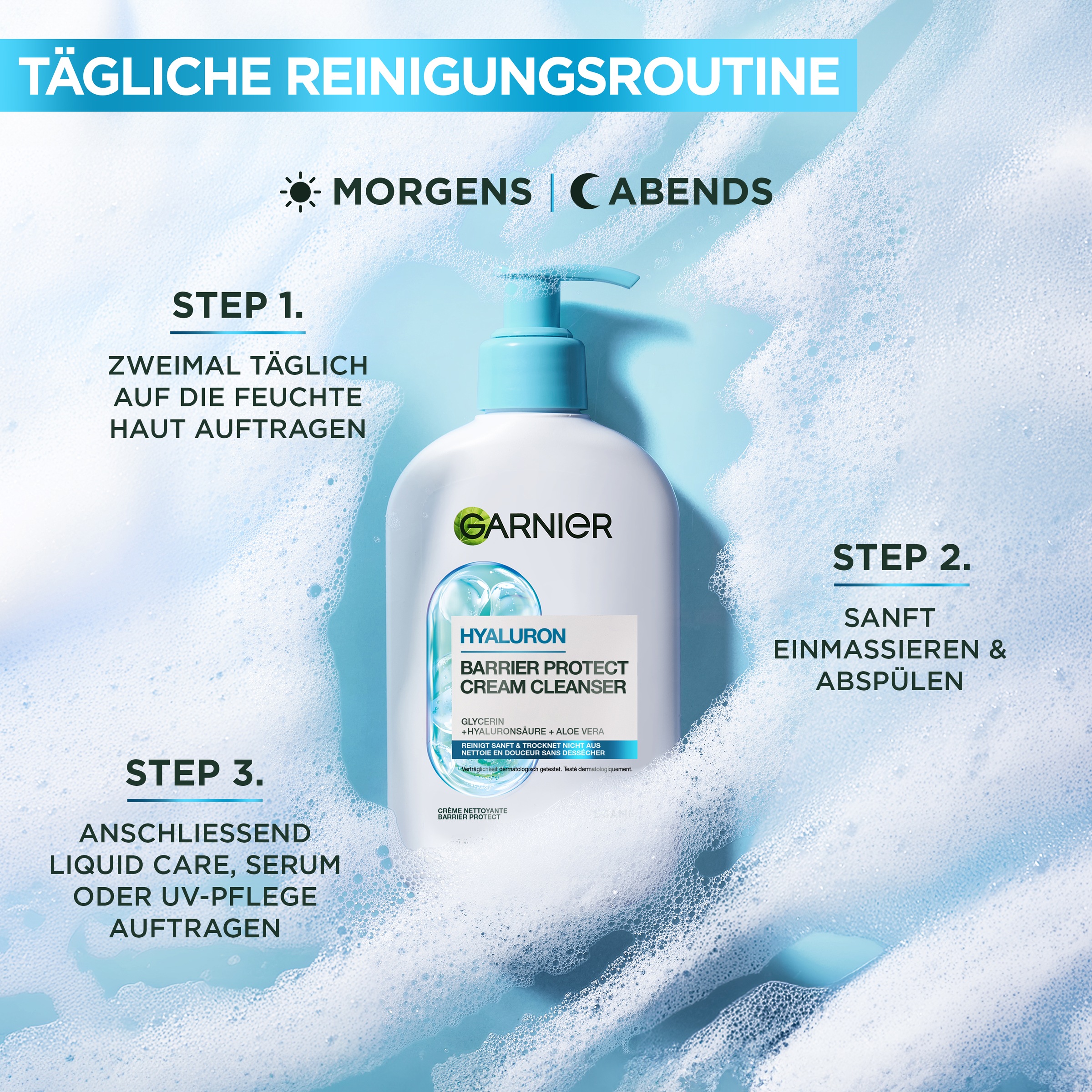 GARNIER Gesichts-Reinigungscreme »Garnier Hyaluron Barrier Protect Cream Cleanser«
