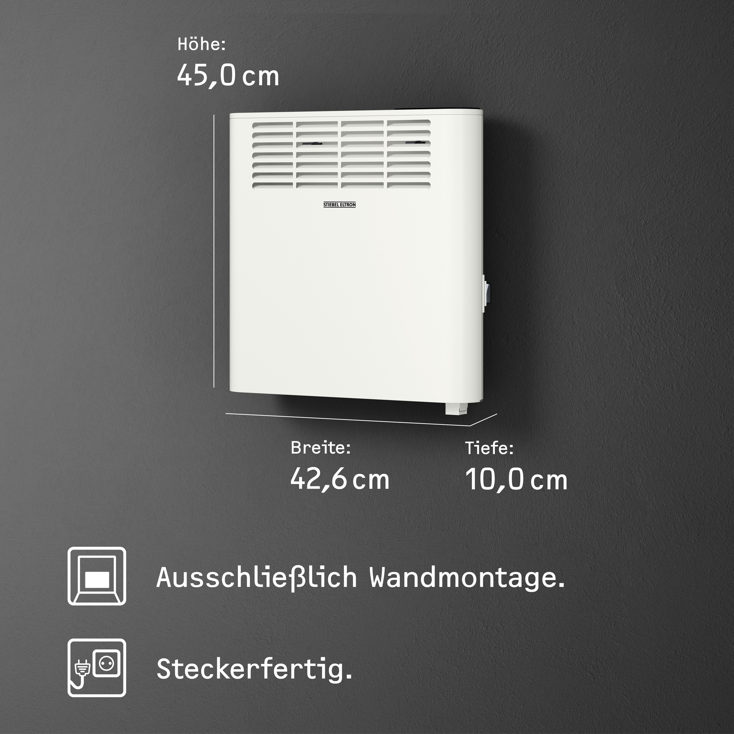 STIEBEL ELTRON Konvektor »»CNS 1000 Plus LCD«, Wandkonvektor, energiesparend, 1,0 kW«, für ca. 12 m², LCD-Display, Wochenzeitschaltuhr/-timer, LC-Display