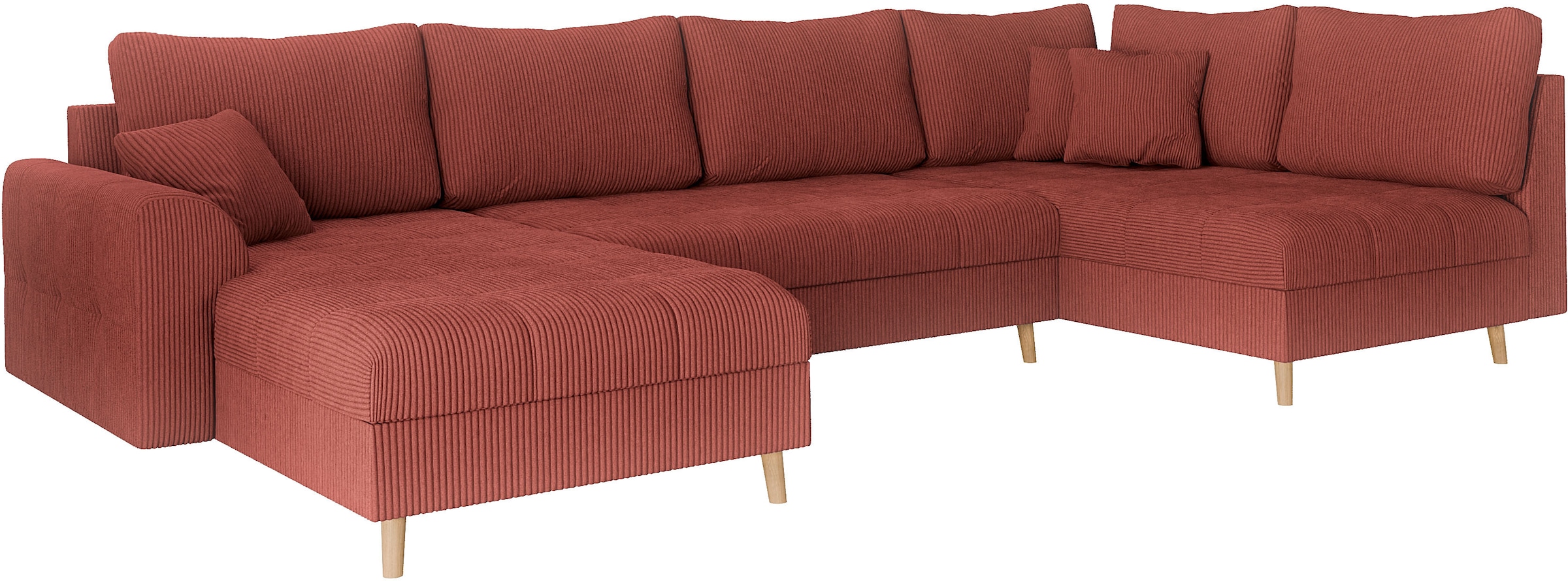 Home affaire Wohnlandschaft »CHARRE U-Form mit Ottomane, Maße B/T/H: 310/161/81 cm«, feine Steppung, lose Rücken- und Zierkissen, auch in Cord und Bouclé