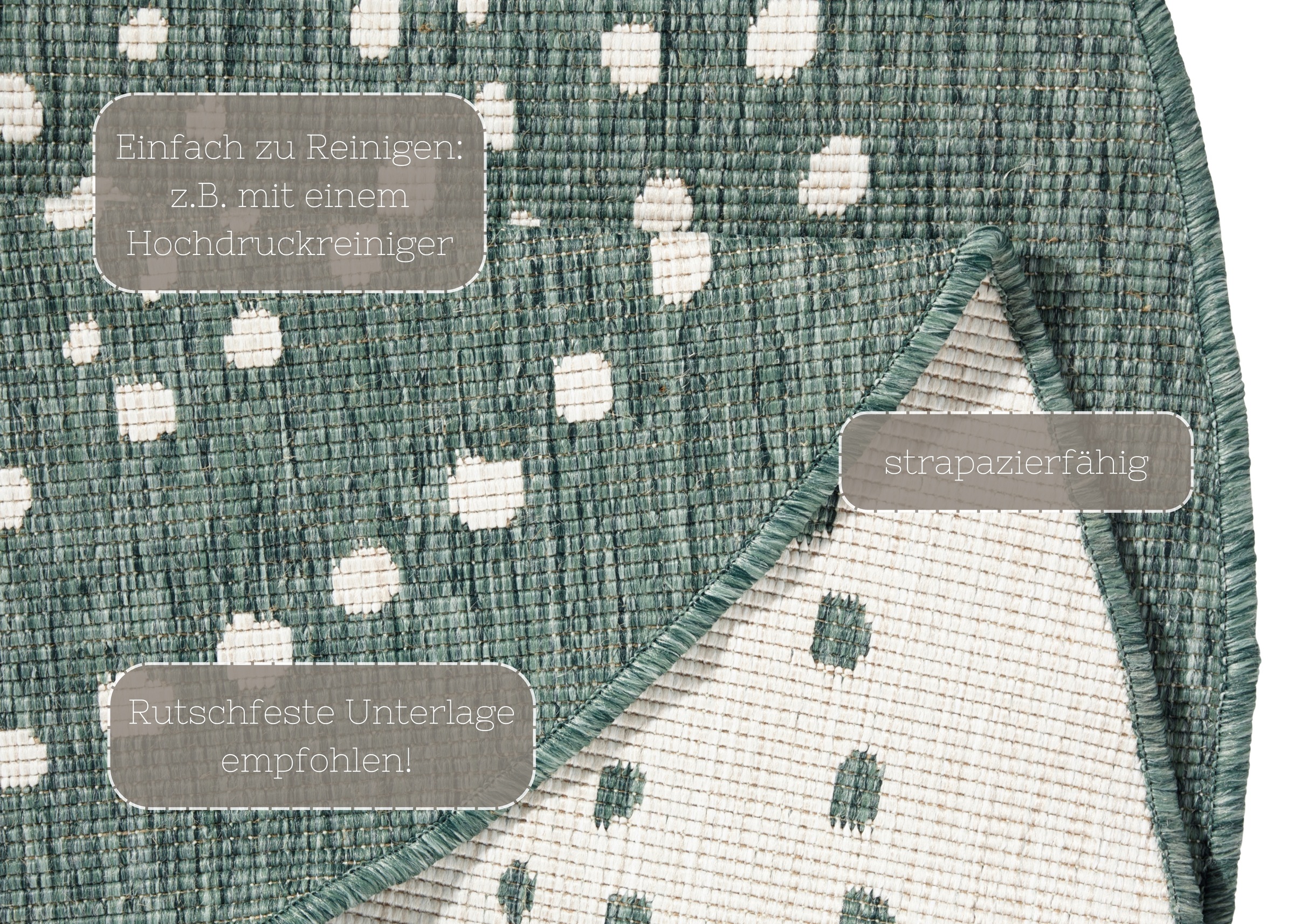 HANSE Home Teppich »Bali  Wendeteppich« rund 5 mm Höhe In-& Outdoor, Wetterfest, Balkon, Garten, Wohnzimmer, Wasserfest