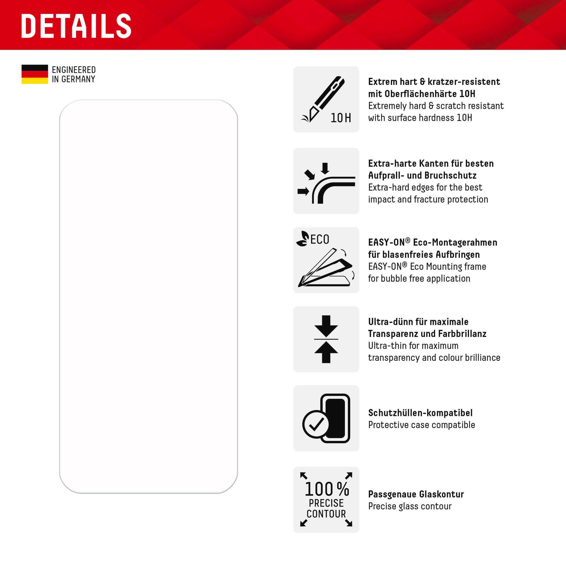 Displex Displayschutzglas »Real Glass + Case«, für Smartphone Samsung Galaxy A54 (5G), Displayschutzfolie Displayschutz Rundumschutz 360 Grad splitterfest