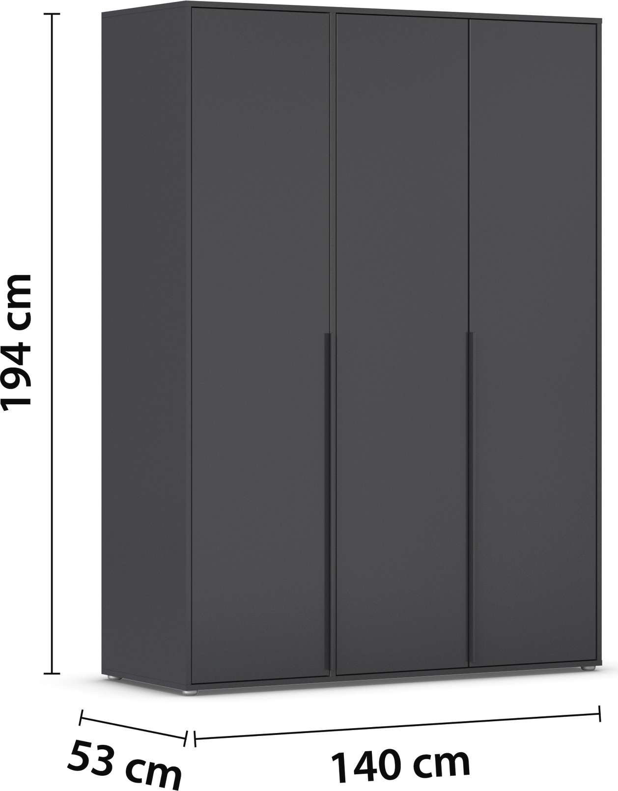 rauch Drehtürenschrank »Kleiderschrank Schrank Garderobe Wäscheschrank NAGATA viel Stauraum«, (in 3 verschiedenen Ausstattungen BASIC/CLASSIC/PREMIUM), mit modernen Stangengriffen in Graumetallic TOPSELLER MADE IN GERMANY