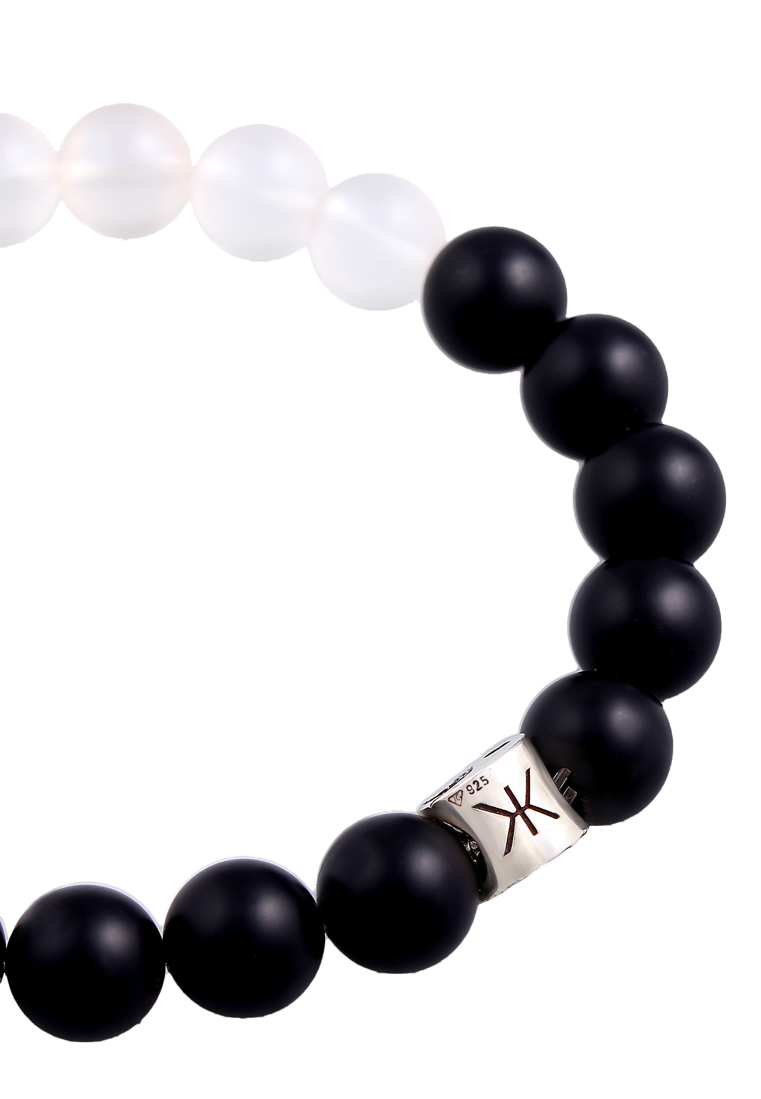 Kuzzoi Armkette »Armband Yin Yang Bead Onyx Kristall Perlen 925 Silber«