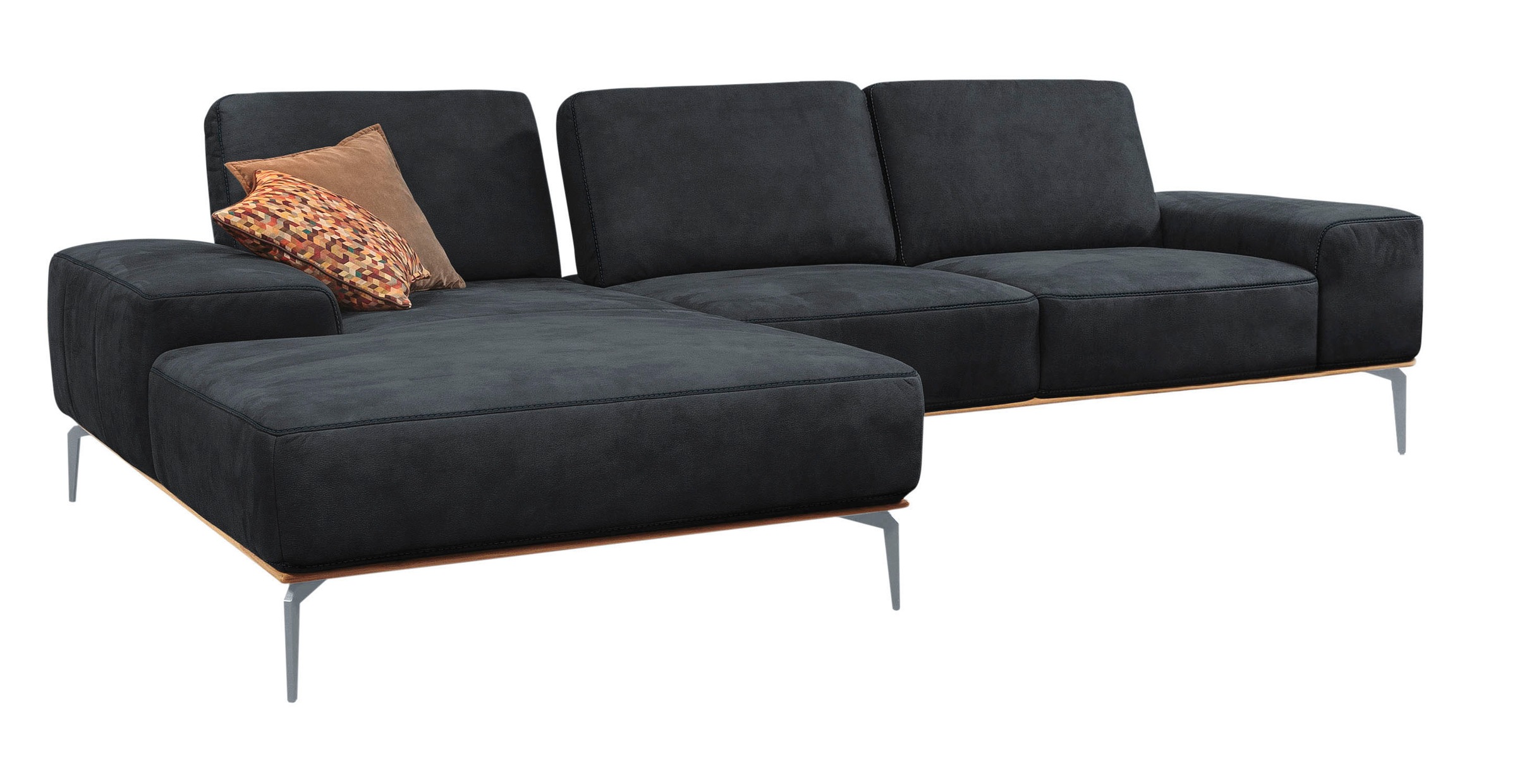 W.SCHILLIG Ecksofa »run, Designsofa mit tollem Sitzkomfort, bequem, L-Form«, mit elegantem Holzsockel, Füße in Silber matt, Breite 319 cm