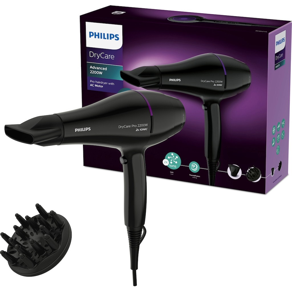 Philips Haartrockner »DryCare BHD274/00«, 2200 W, 2 Aufsätze, Leistungsstarker AC-Motor und hohe Luftgeschwindigkeit bis 130km/h