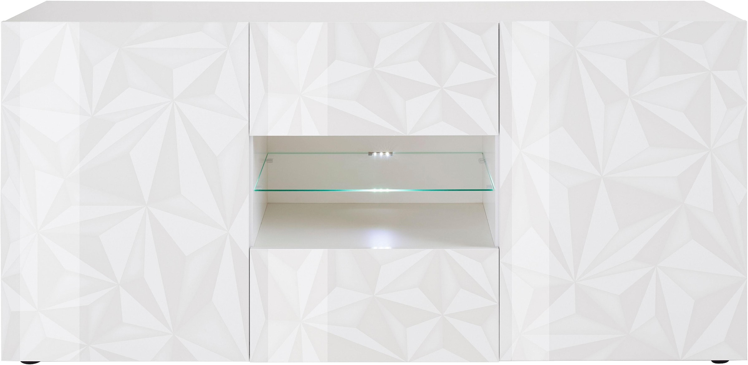 INOSIGN Sideboard »Prisma Breite 181, Kommode 2 Türen, 2 Schubkästen, Anrichte«, Front mit elegantem Siebdruck, grifflos, viel Stauraum