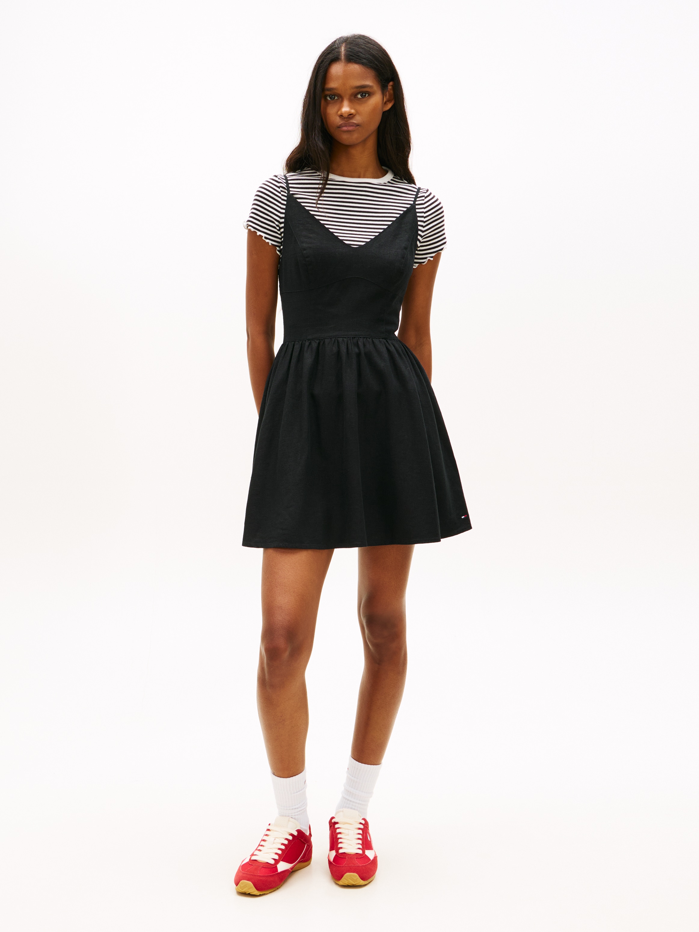 Tommy Jeans Minikleid »TJW LINEN SKATER DRESS« in Extra Slim Fit, Leinen-Mix