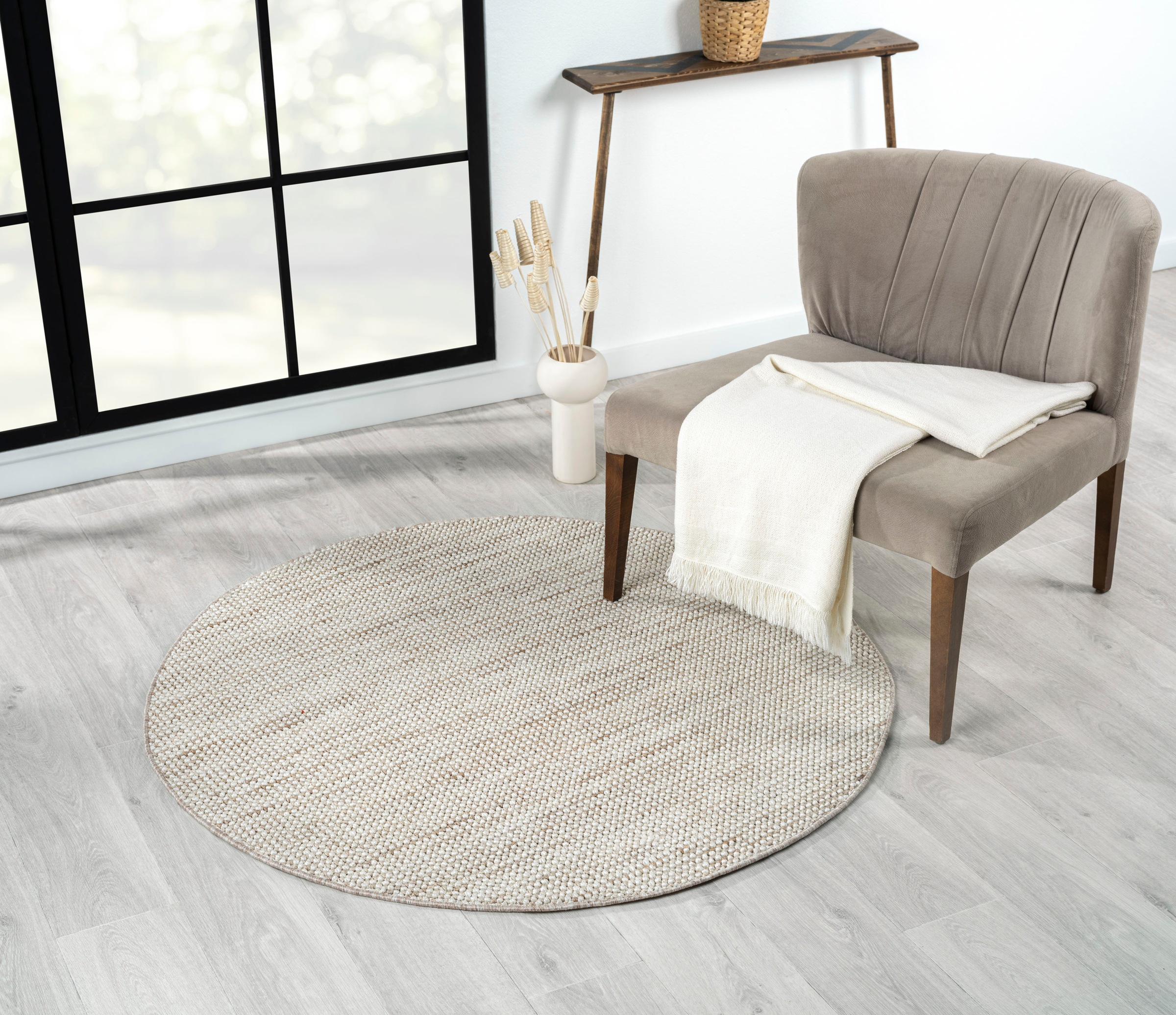 Myflair Möbel & Accessoires Teppich »Ava«, rund, 7 mm Höhe, Uni Farben, meliert, Sisal-Optik, auch in rechteckig erhältlich