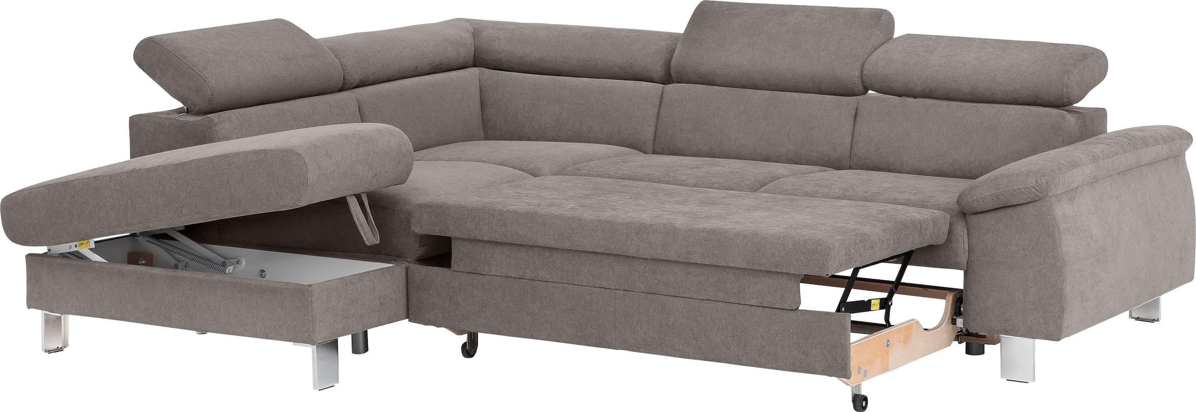 COTTA Polstergarnitur »Komaris L-Form«, (Set), Set bestehend aus: Ecksofa mit Kopfteilverstellung & Hocker