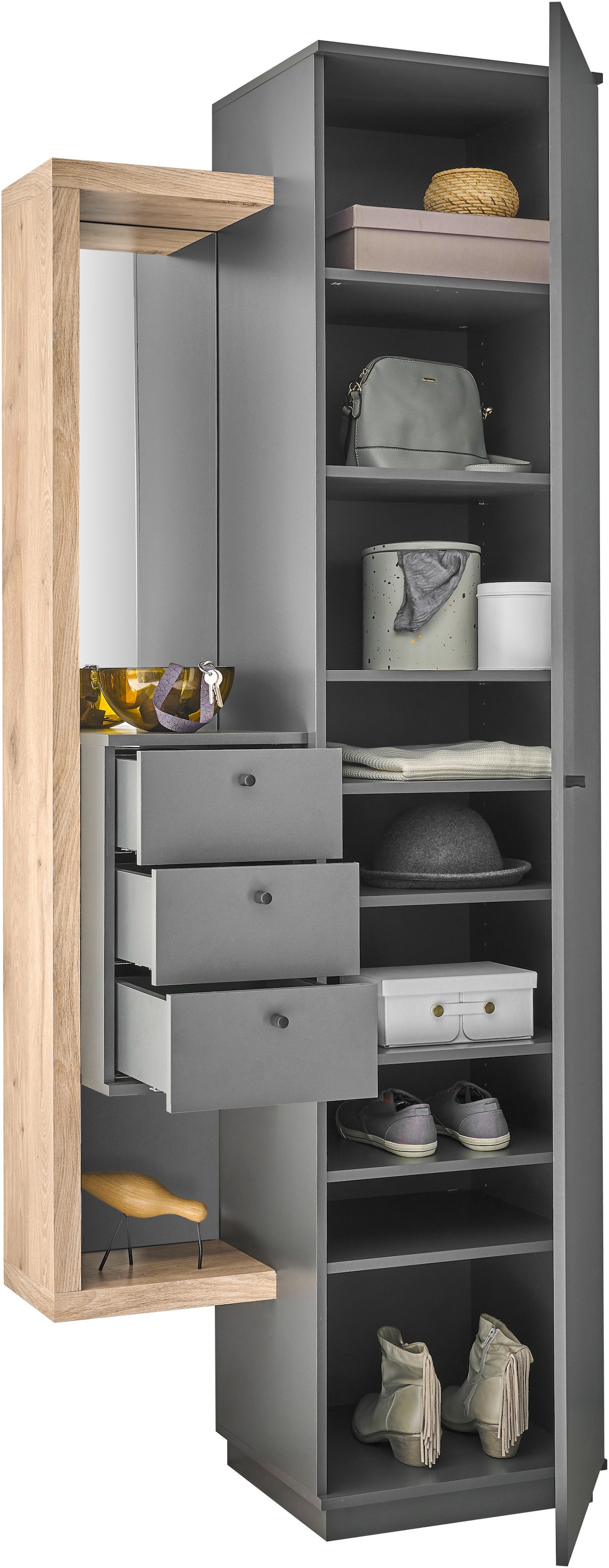 HBZ Garderobenschrank »Frame«, (1 St.), mit Spiegel,Kompaktgarderobe für Flur und Dielenbereich