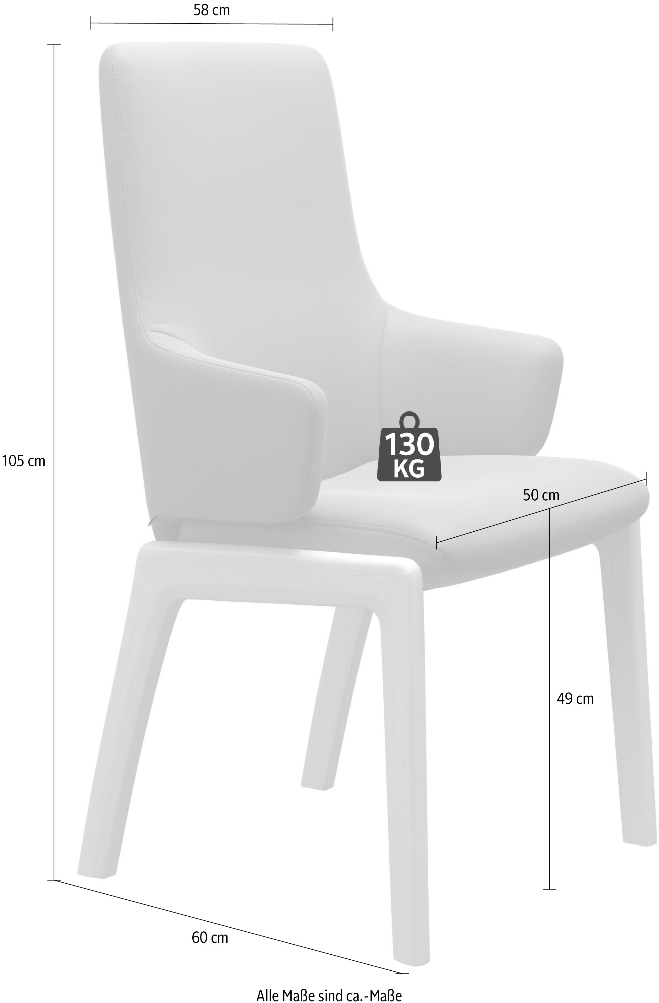 Stressless® Polsterstuhl »Laurel«, Leder BATICK, High Back mit Armlehne, Größe L, mit abgerundeten Beinen in Eiche