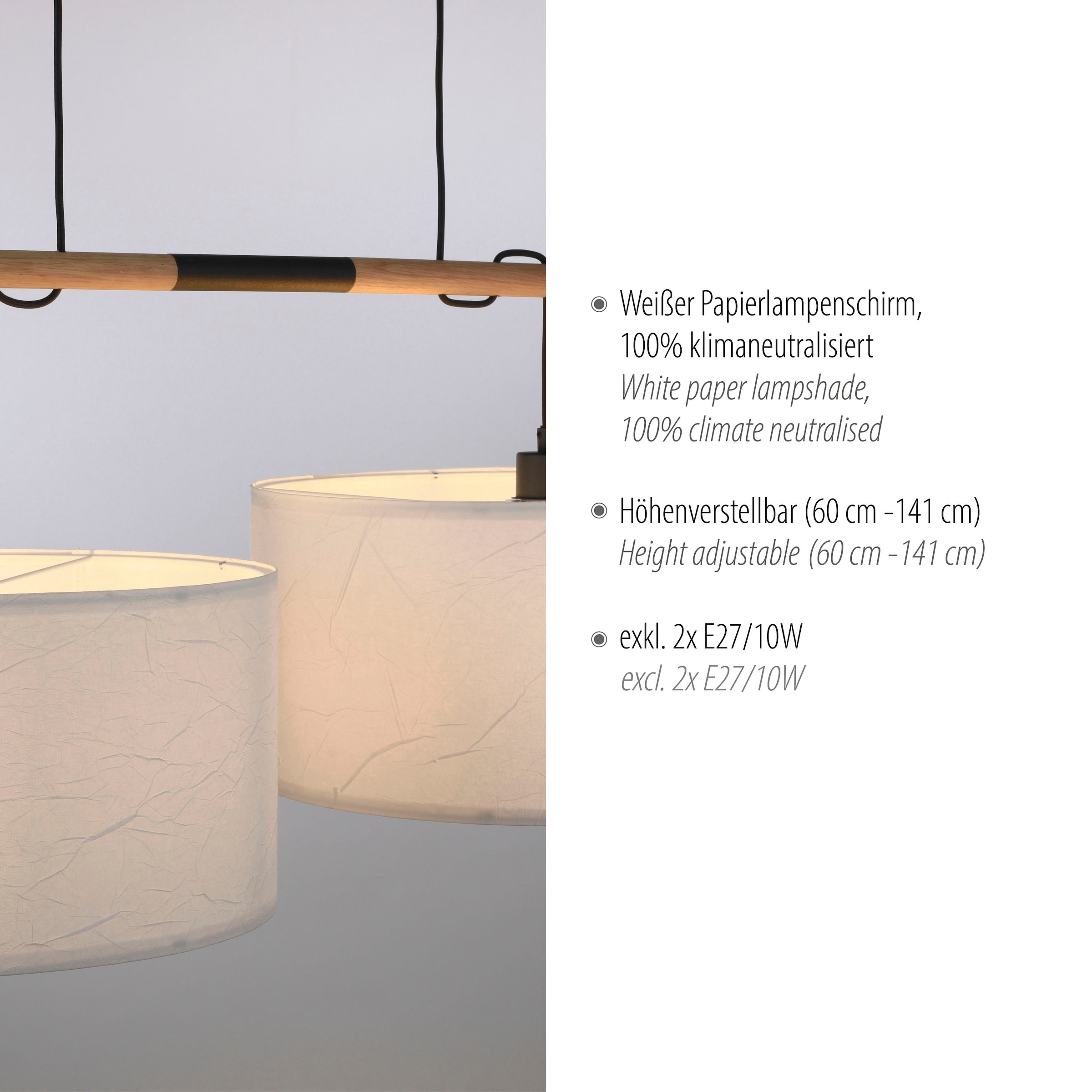 JUST LIGHT Pendelleuchte »GREEN SOFI«, 2 flammig, Leuchtmittel E27 | ohne Leuchtmittel