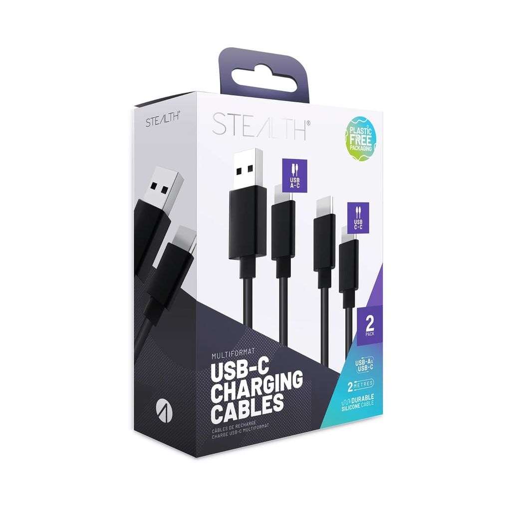 Stealth USB-Kabel »Silikon Ladekabel im Doppelpack je 2m (1x USB-A -> C & 1x USB-C -> C)«, USB-C-USB Typ A, 200 cm, Flexibles Silikon