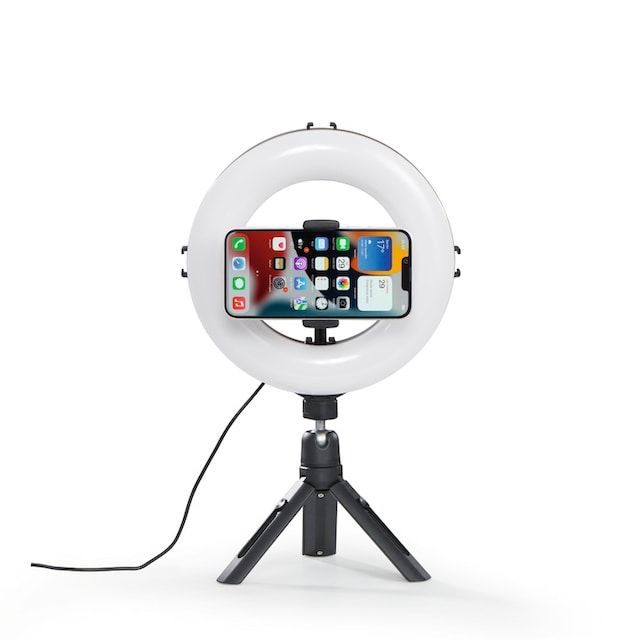 Hama Ringlicht »LED Ringleuchte mit Stativ für Handy, Webcam, Mikrofon,  Videokonferenz« ➥ 3 Jahre XXL Garantie | UNIVERSAL