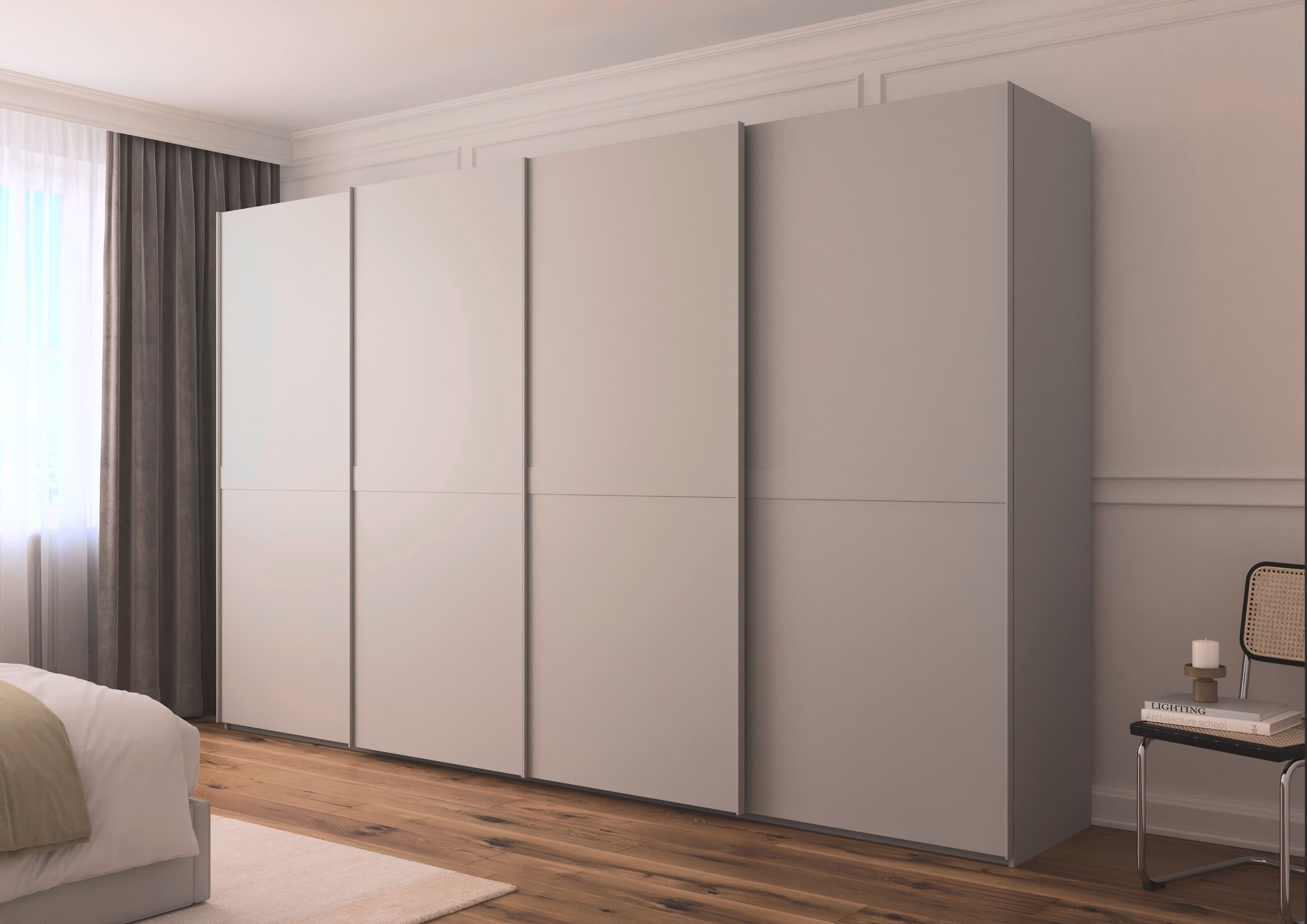 rauch Schwebetürenschrank »Kleiderschrank Schrank Garderobe Schlafzimmerschrank SCALE-LINE«, edle Optik mit Bauchbinde in Korpusfarbe Dekorfront MADE IN GERMANY