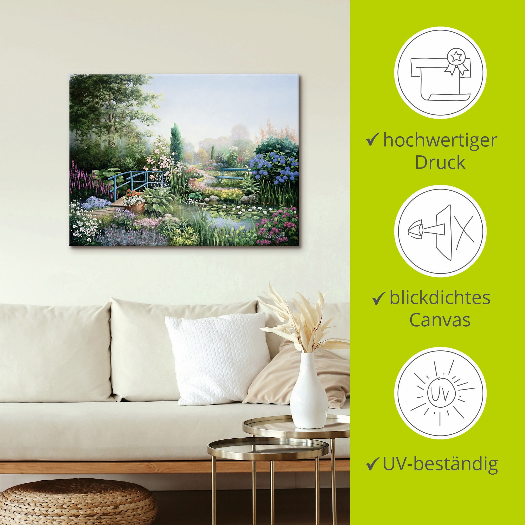Artland Wandbild »Brücke der Liebe«, Garten, (1 St.), als Leinwandbild, Poster in verschied. Größen