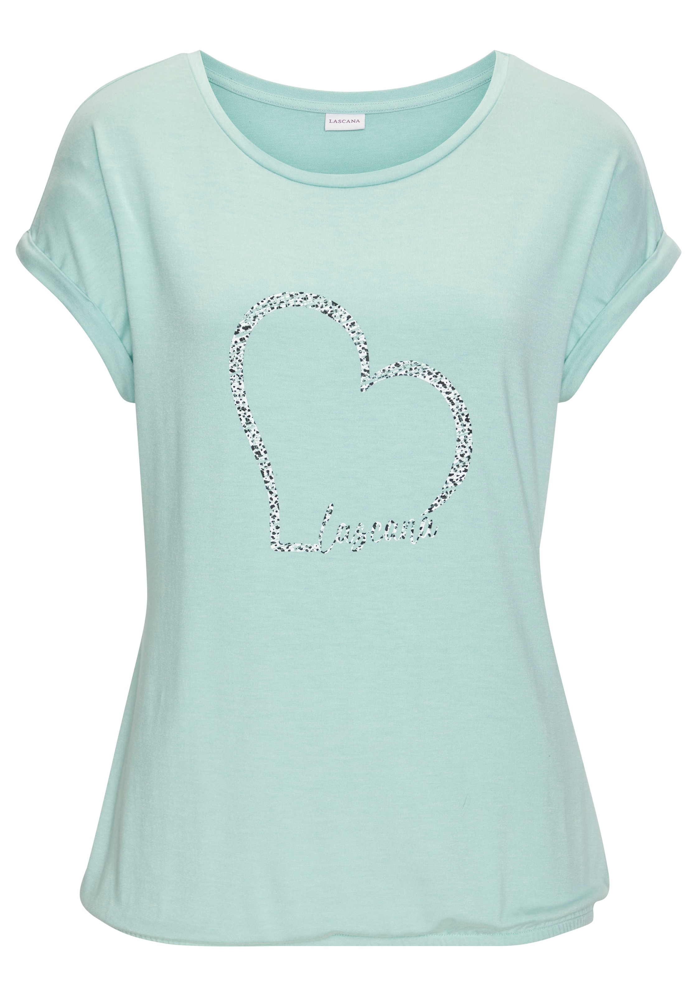 LASCANA Kurzarmshirt »mit Lascana Herz Print«, aus weichem Viskose-Stretch