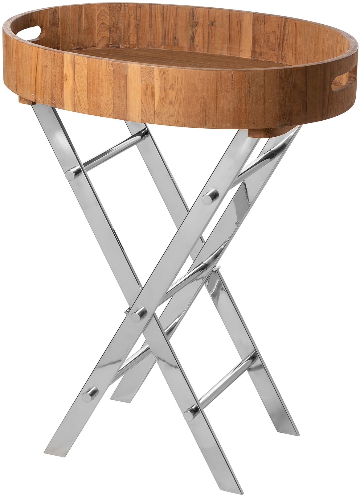 Fink Tabletttisch »Rodeo«, (2 St.), oval, aus hellem Teakvollholz, outdoorgeeignet, 67x48x80,5