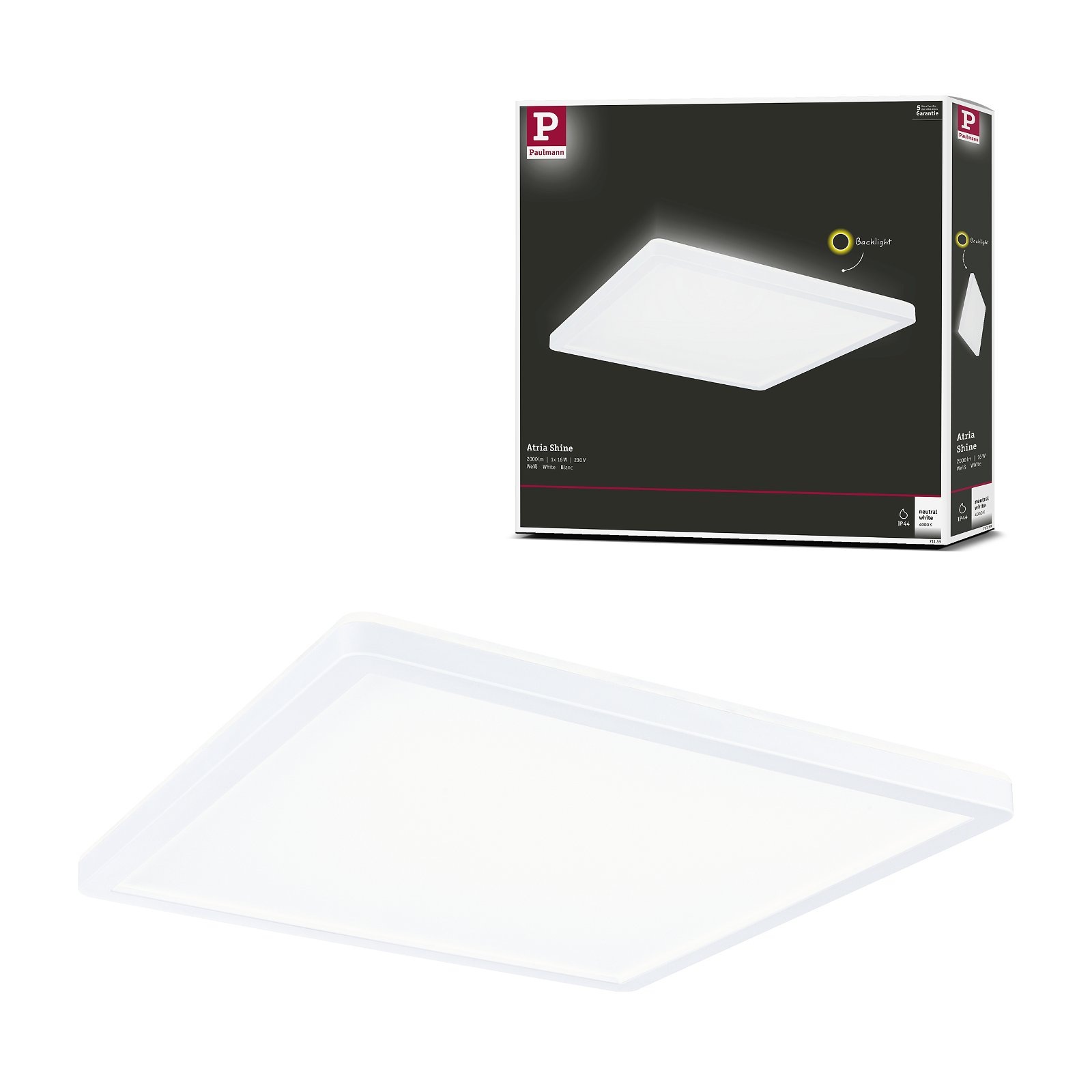 Paulmann LED Panel »Atria Shine IP44 eckig 293x293mm 16W 1600lm 4000K«, 1 flammig, Backlight