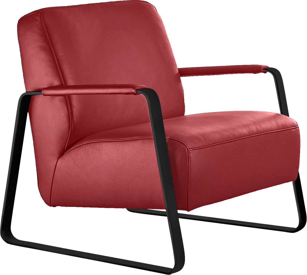 W.SCHILLIG Cocktailsessel »quadroo Loungesessel,«, mit bezogenen Armlehnen, Gestell in Schwarz pulverbeschichtet