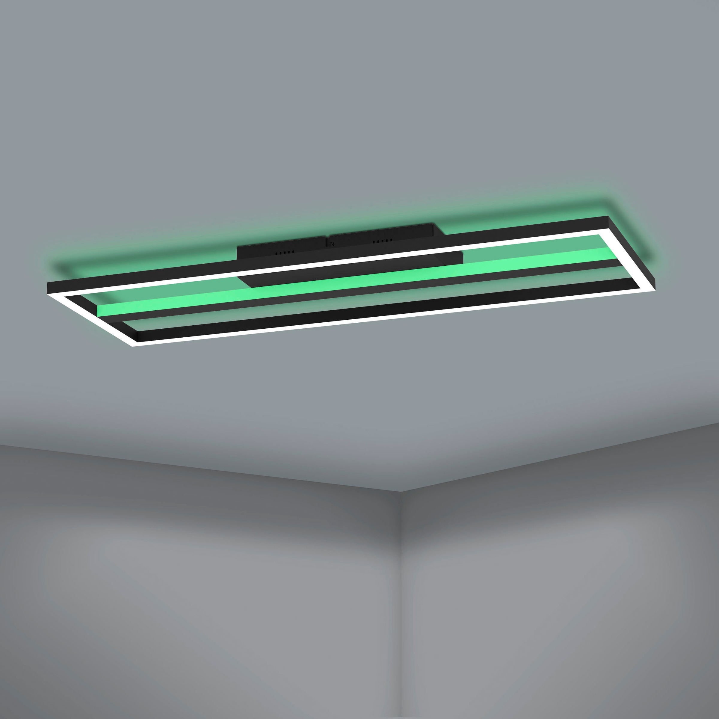 EGLO Deckenleuchte »CALAGRANO-Z Deckenlampe schwarz weiß, ZigBee 3.0, Backlight, Timer« LED-Modul 1 Stk. warmweiß - kaltweiß App / Sprachsteuerung Alexa, ‎‎22 x 64 x 5 cm, exkl. Fernbedienung,