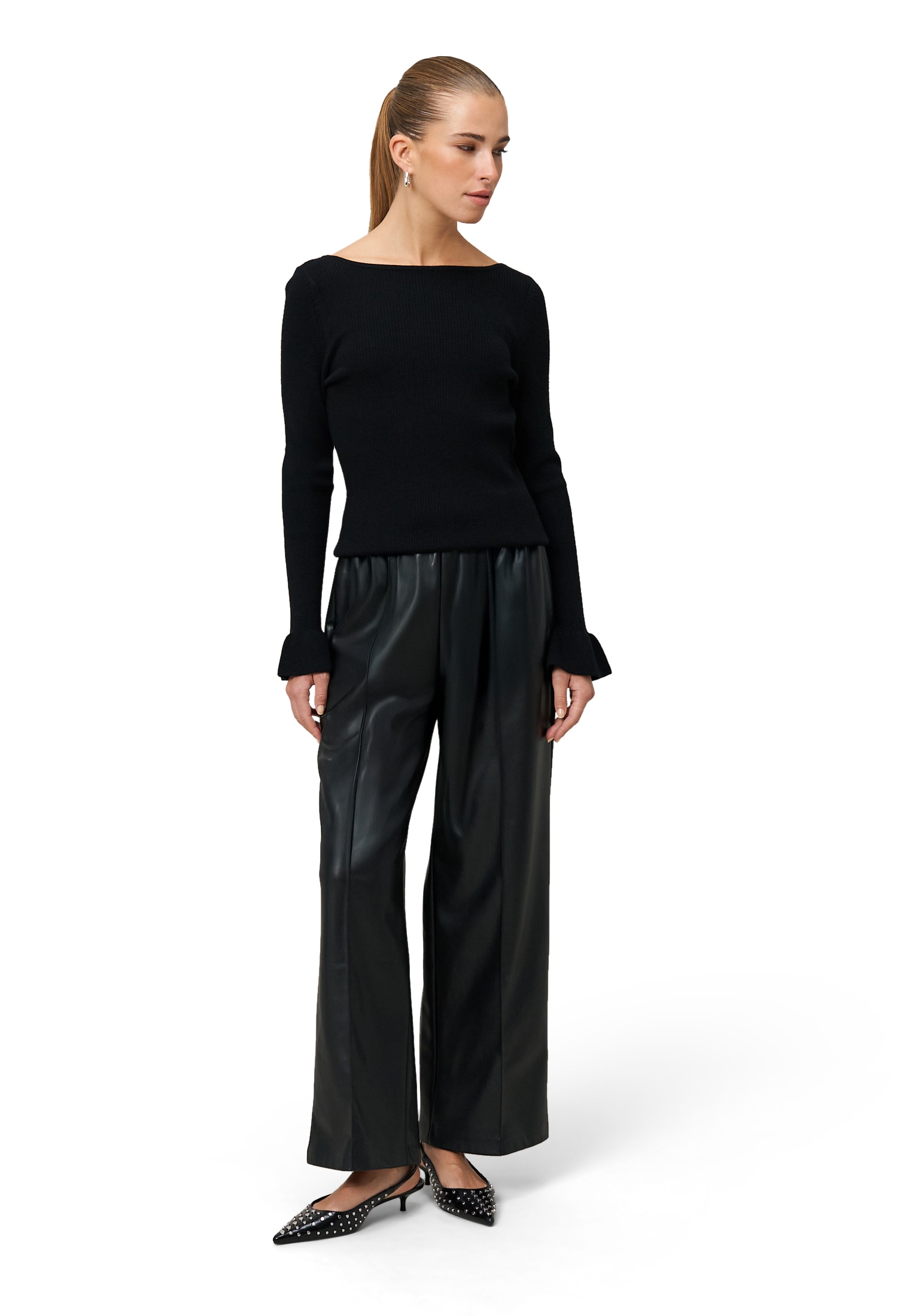 Zero Rundhalspullover »Pullover mit Volants am Ärmel«