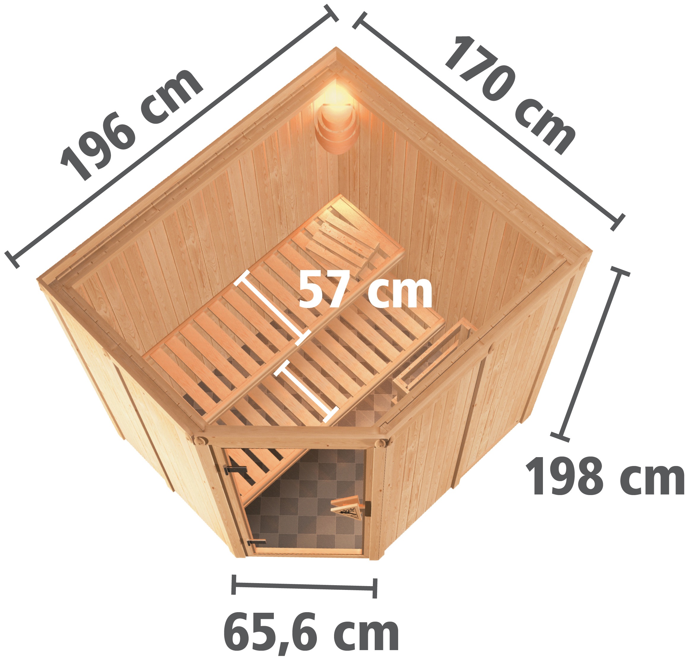 Karibu Sauna »Laila« Set,  Ofen 3,6 kW Bio-Ofen externe Strg. easy