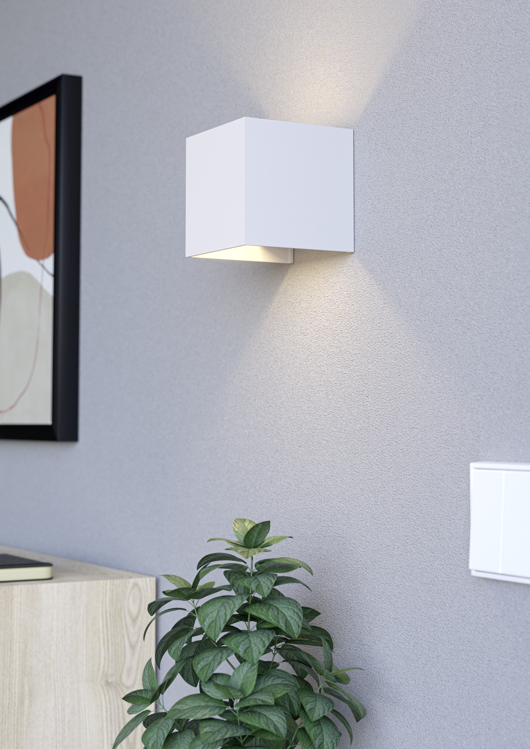 EGLO Wandleuchte »RINCINE Wandlampe - Kunststoff - LED - 2,2W - IP44« LED-Modul 1 Stk. Neutralweiß Außenbeleuchtung, Außenwandleuchte, Terrasse, L10 x H10 x AL10 cm
