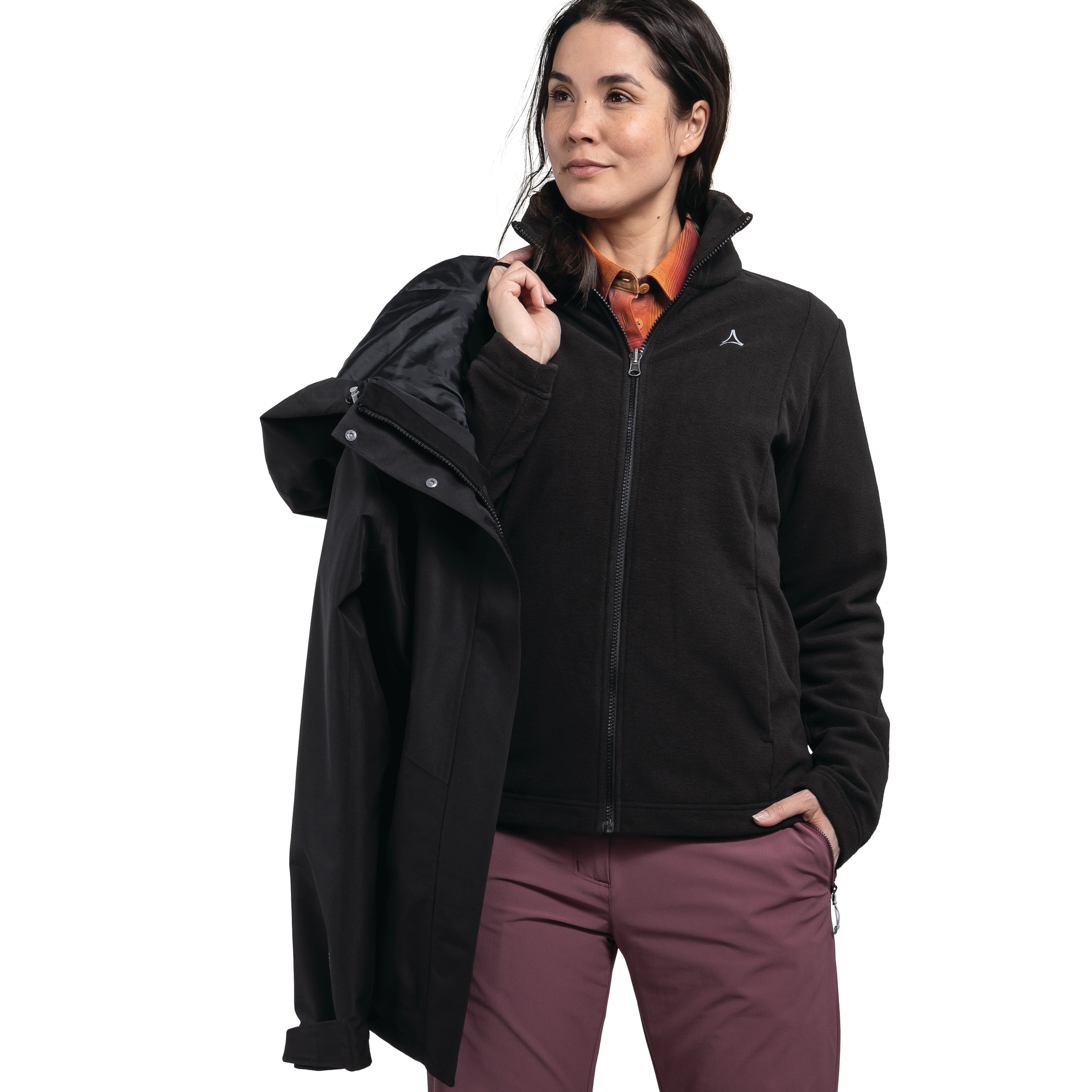 Schöffel 3-in-1-Funktionsjacke »3in1 Jacket Style Okere WMS« Set, 2 Stk. tlg. mit Kapuze mit herauszippbarer Fleecejacke, hochschließendem Kragen, atmungsaktiv