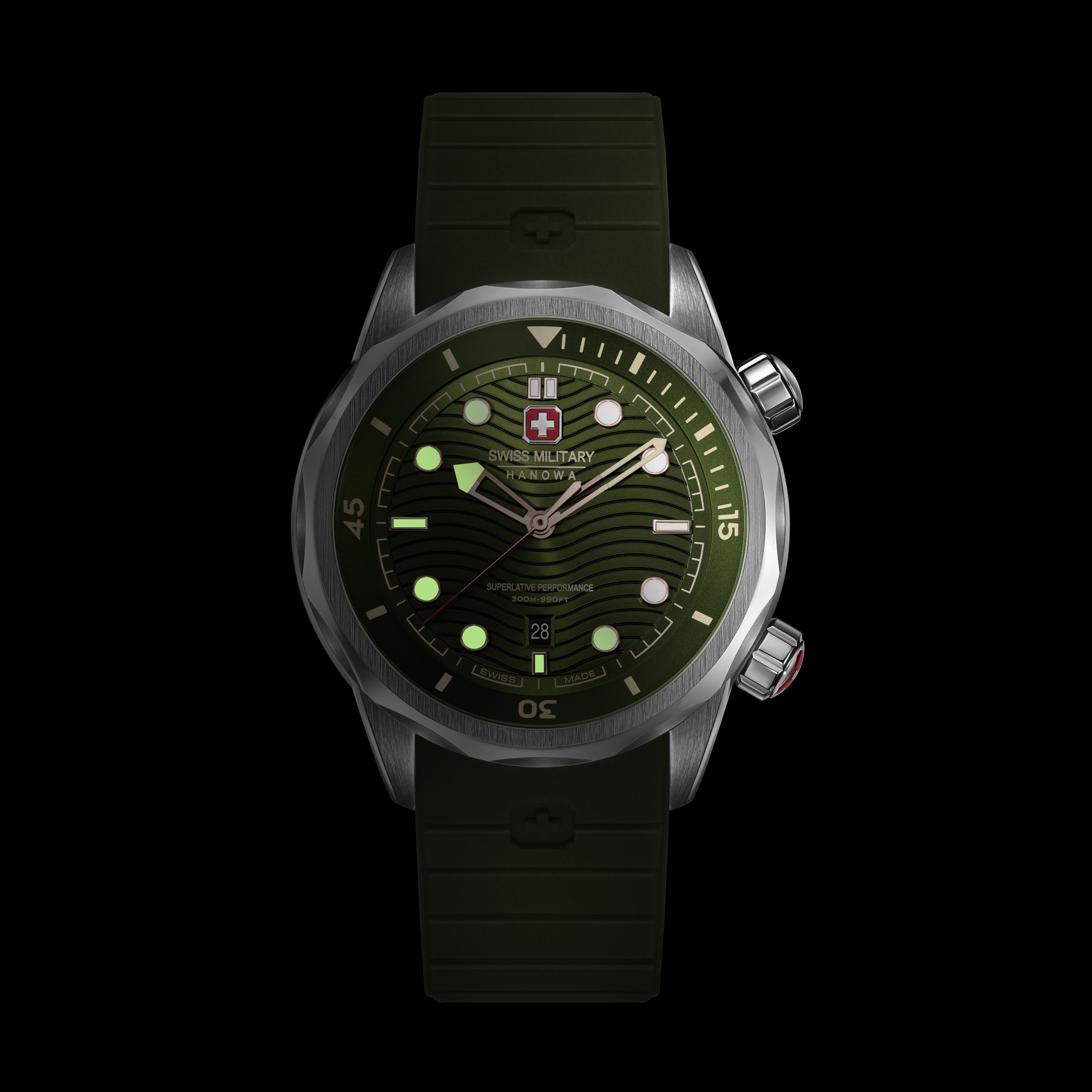 Swiss Military Hanowa Quarzuhr »Breakwater« Armbanduhr, Herrenuhr, Swiss Made, Silikonarmband, analog, Tag