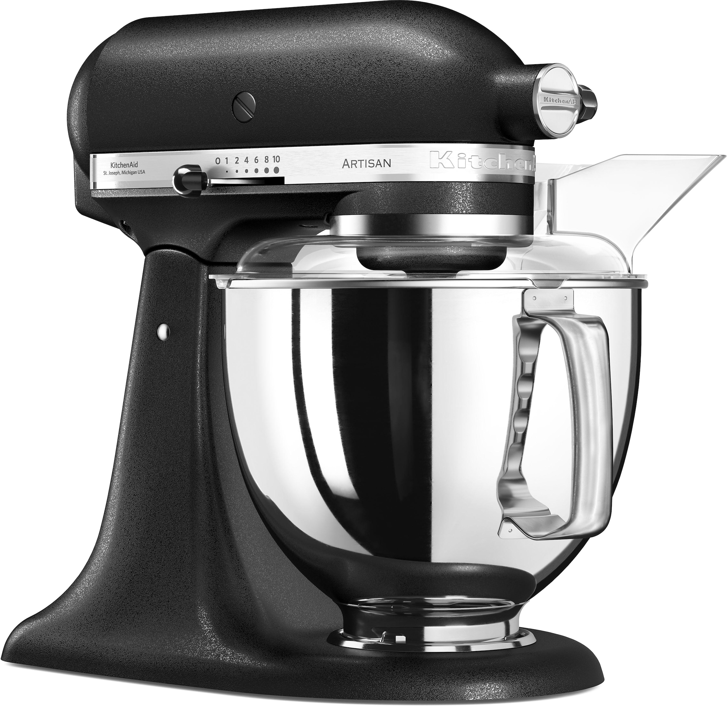 KitchenAid Küchenmaschine »5KSM175PSEBK GUSSEISEN SCHWARZ«, Gratis Wasserkocher, 2. Schüssel, Flexirührer (Wert ca. 347,-UVP)