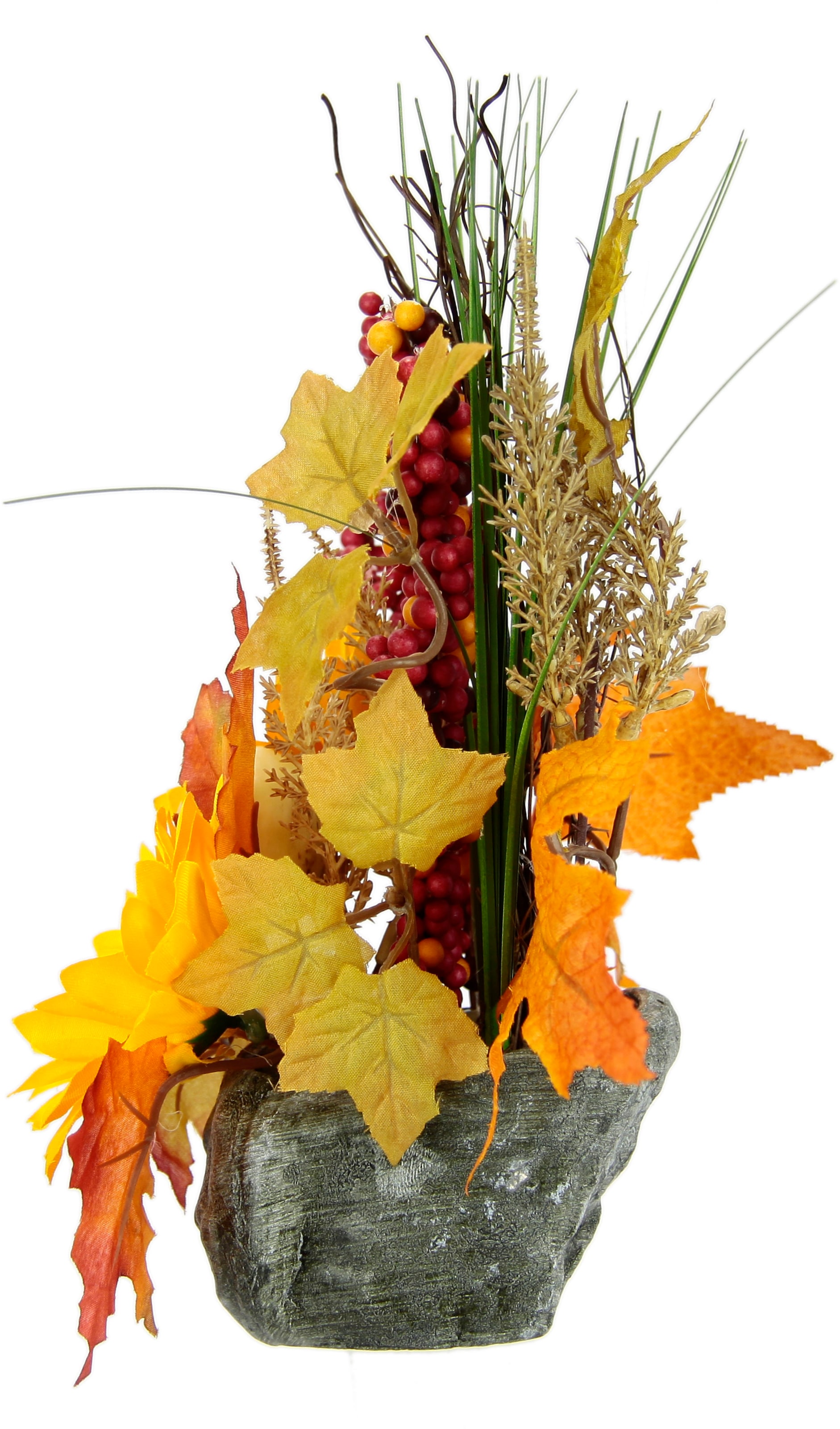 auf kaufen aus Ornamente für Blumen Sonnenblumen Künstliche Kunstblume »Gesteck Stein«, I.GE.A. Deko Raten auf Herbstgesteck Halloween