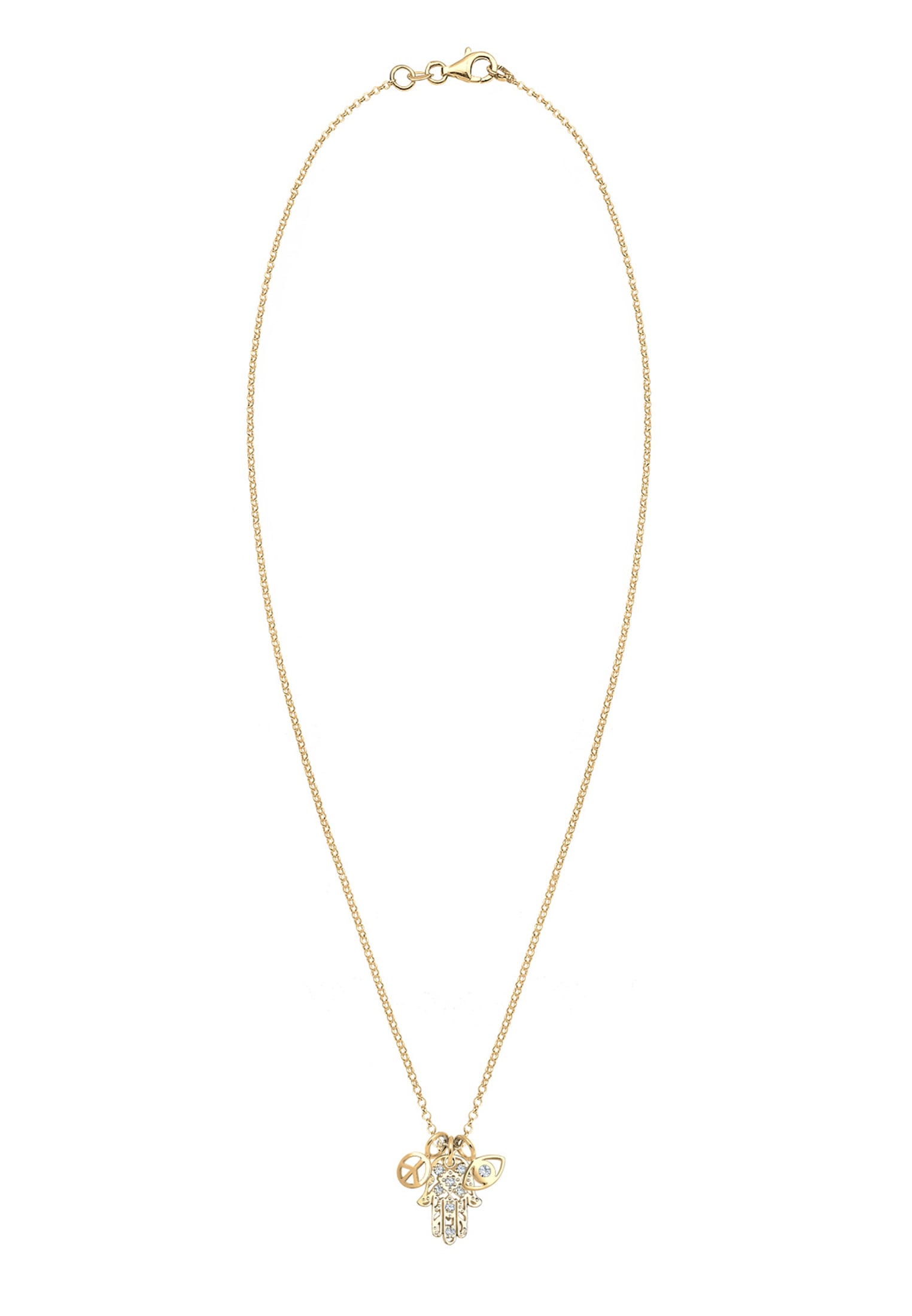 Elli Silberkette »Halskette Hamsa Peace Evil Eye Kristalle 925 Silber«