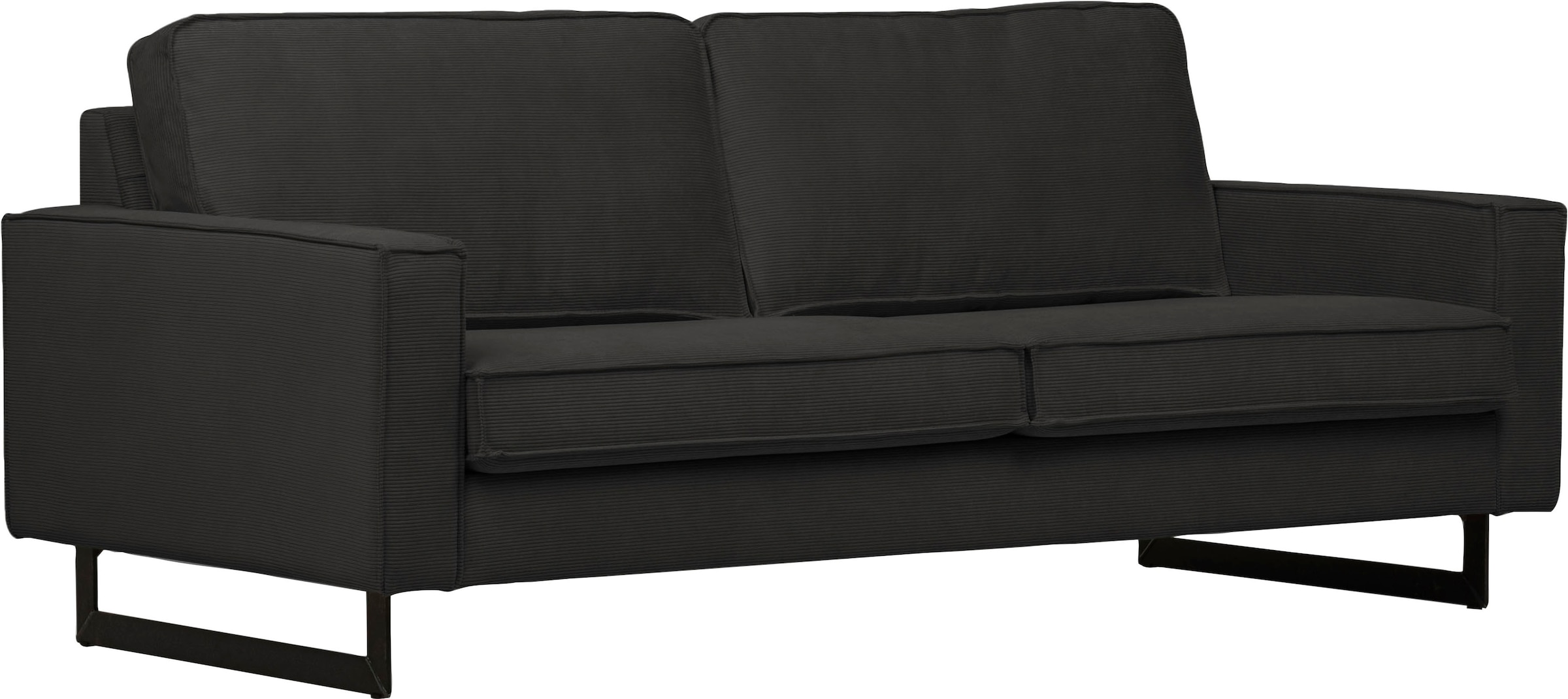 Home affaire 2-Sitzer »Pinto, 166 cm, Cord, Chenille, Lederoptik« mit Keder, schwarze Metallfüße, Wellenunterfederung