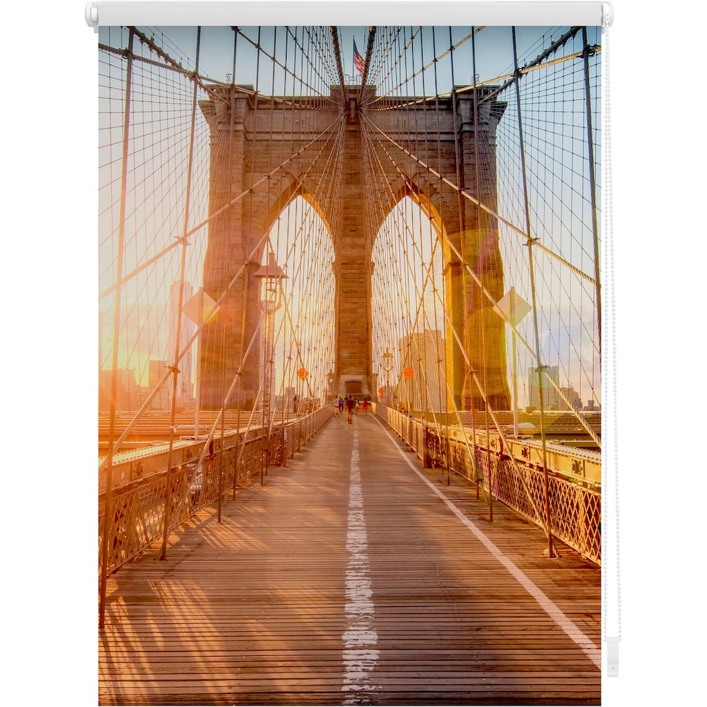 LICHTBLICK ORIGINAL Seitenzugrollo »Klemmfix Motiv Brooklyn Bridge«, Lichtschutz, ohne Bohren, freihängend